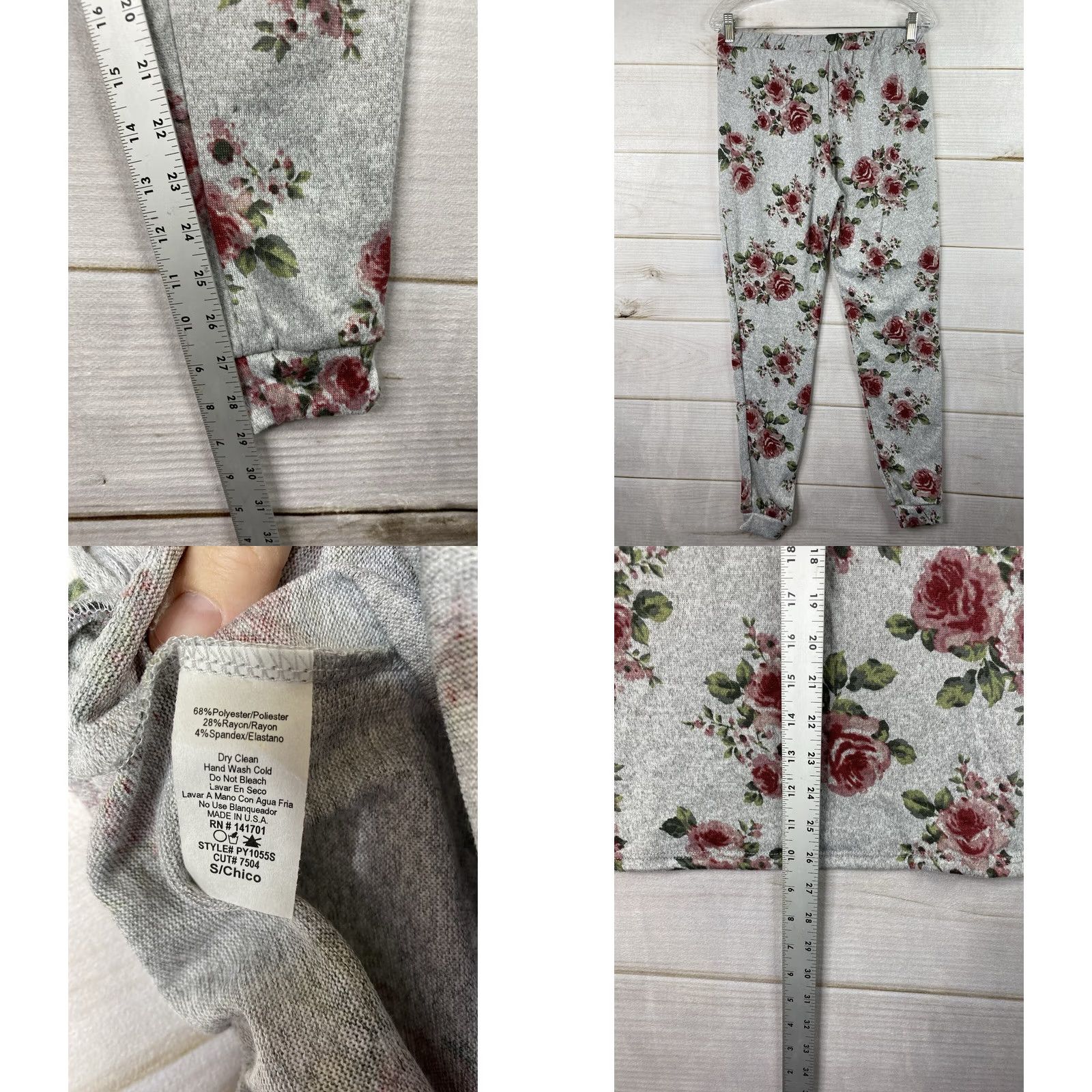 Vintage VINTAGE Line Up 143 Story Top & Jogger Womens S/M Gray Floral Knit Short Sleeve Outfit Size S / US 4 / IT 40 - 8 Thumbnail
