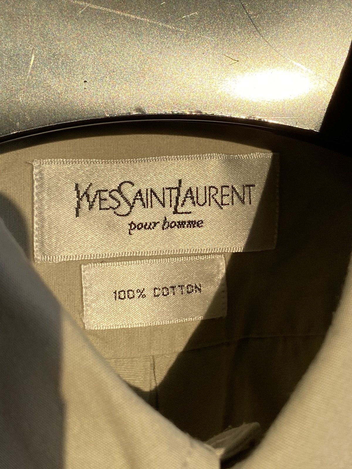 Yves Saint Laurent Cotton YSL Shirt Beige Size US L / EU 52-54 / 3 - 4 Thumbnail