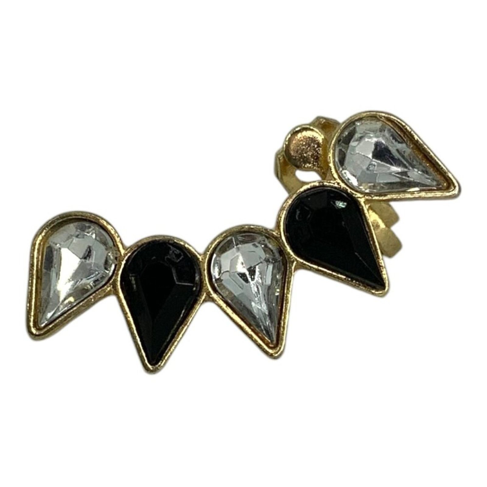 Other Black Clear Rhinestone Ear Climber Earring Size ONE SIZE - 2 Thumbnail