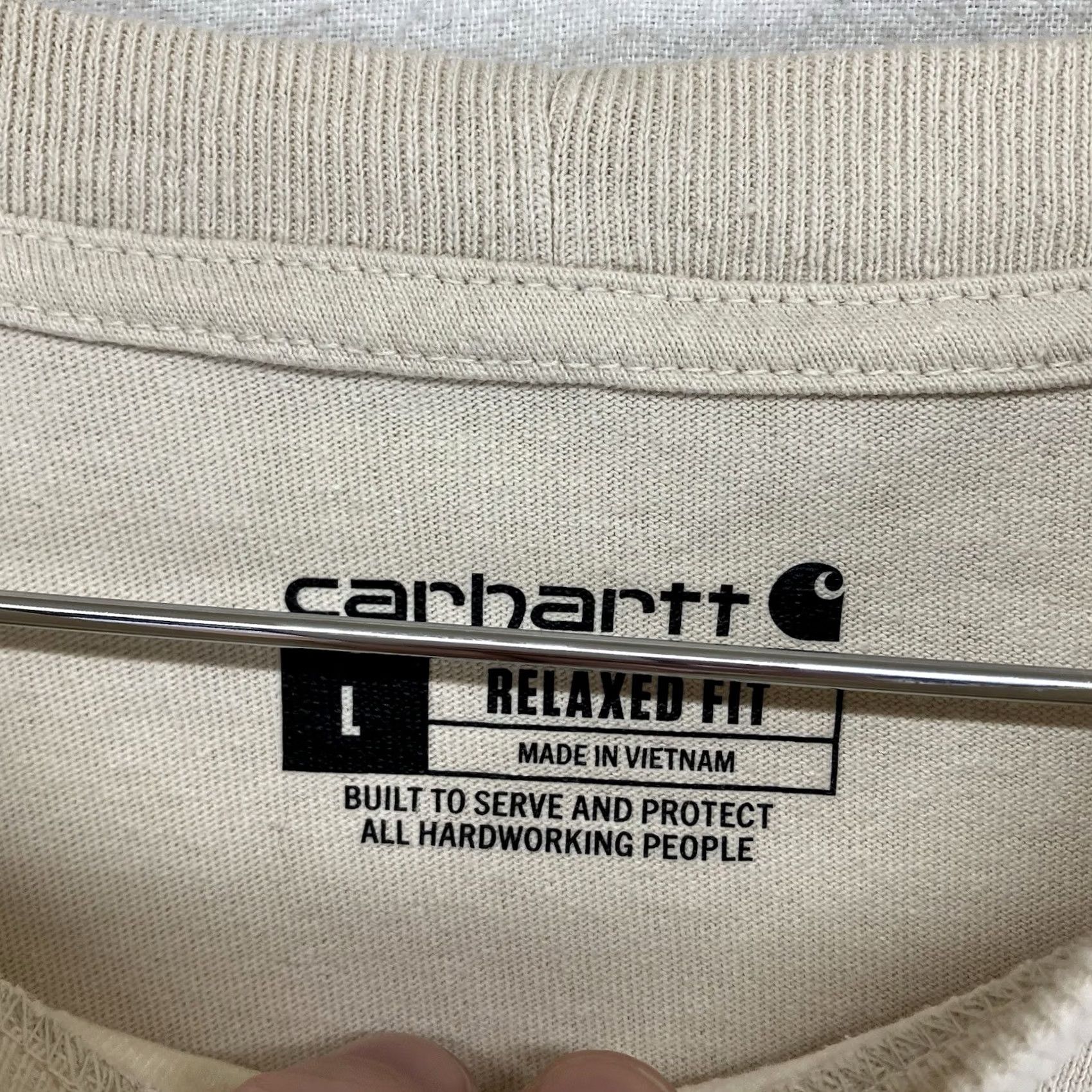 Carhartt Carhartt Men's Long Sleeve T-Shirt Relaxed Fit Large Chest Logo Beige EUC Size US L / EU 52-54 / 3 - 4 Thumbnail