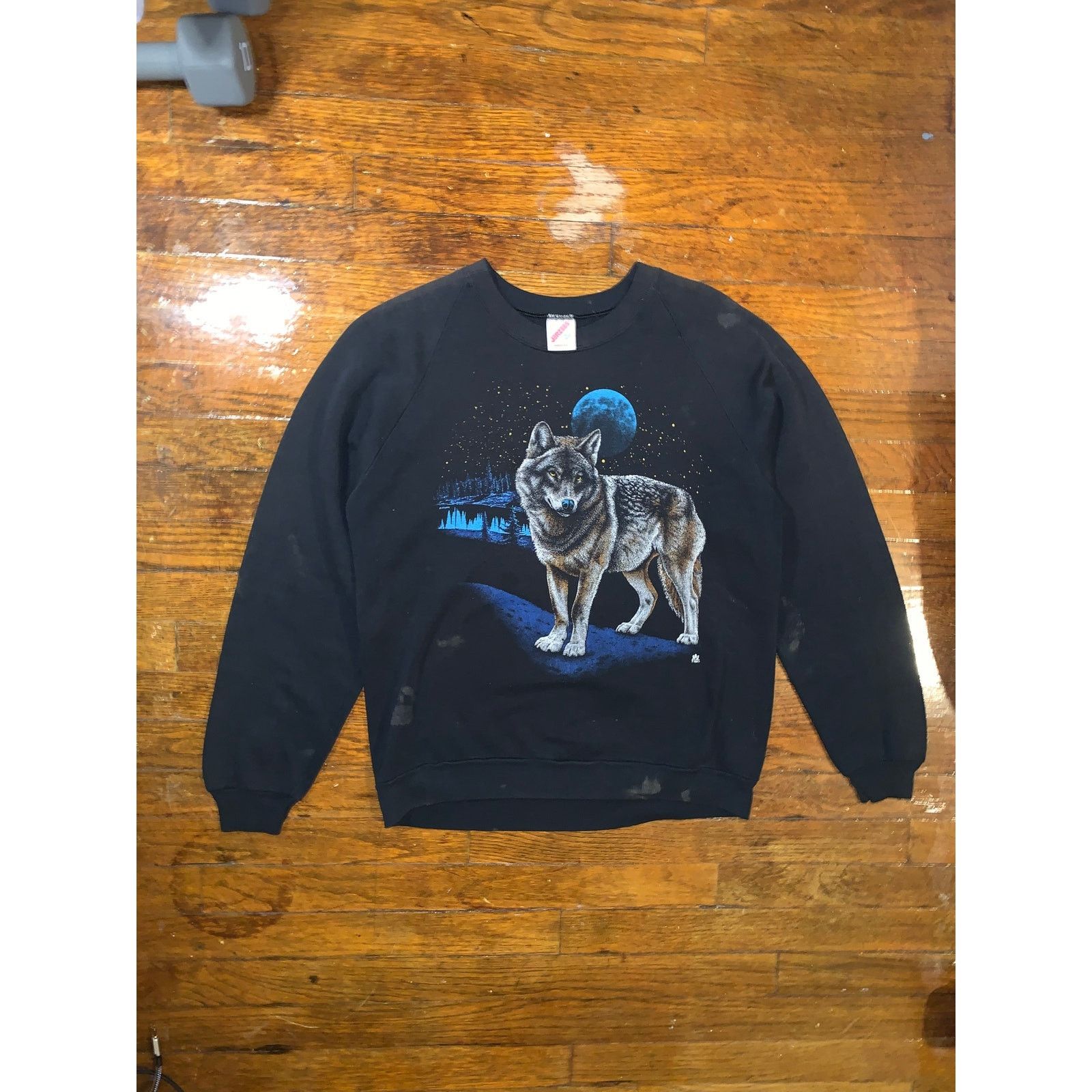 Jerzees × Vintage 1987 Wolf Sweatshirt Jerzees USA Night Of The Wolves L Size US M / EU 48-50 / 2 - 1 Thumbnail