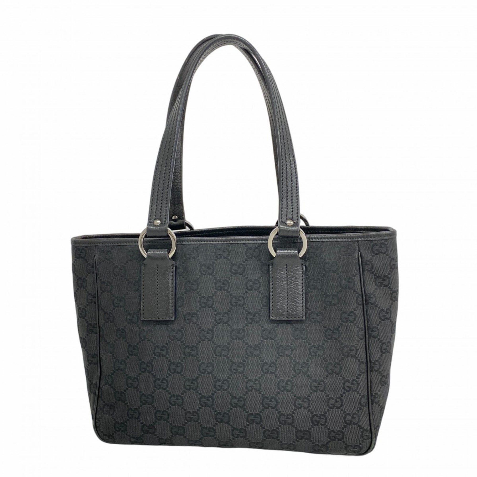Gucci Tote Bag GG Canvas 113019 Black Women's