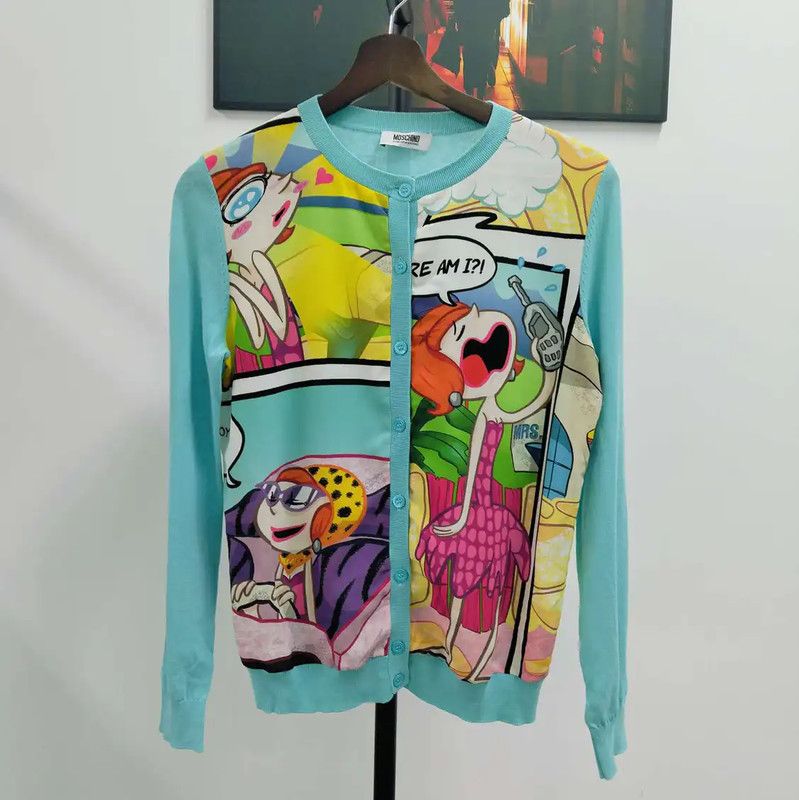 Moschino Moschino Women's Colorful Cartoon Print Long Sleeve Top 0089 Size M / US 6-8 / IT 42-44 - 1 Thumbnail