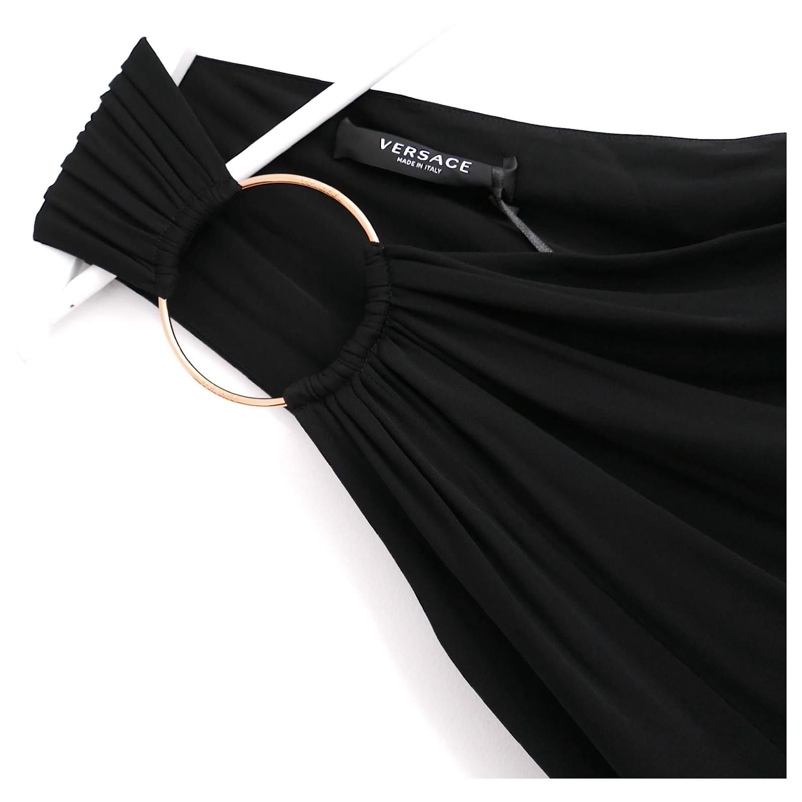 Versace Versace One Shoulder Hoop Embellished Black Dress Size M / US 6-8 / IT 42-44 - 4 Thumbnail