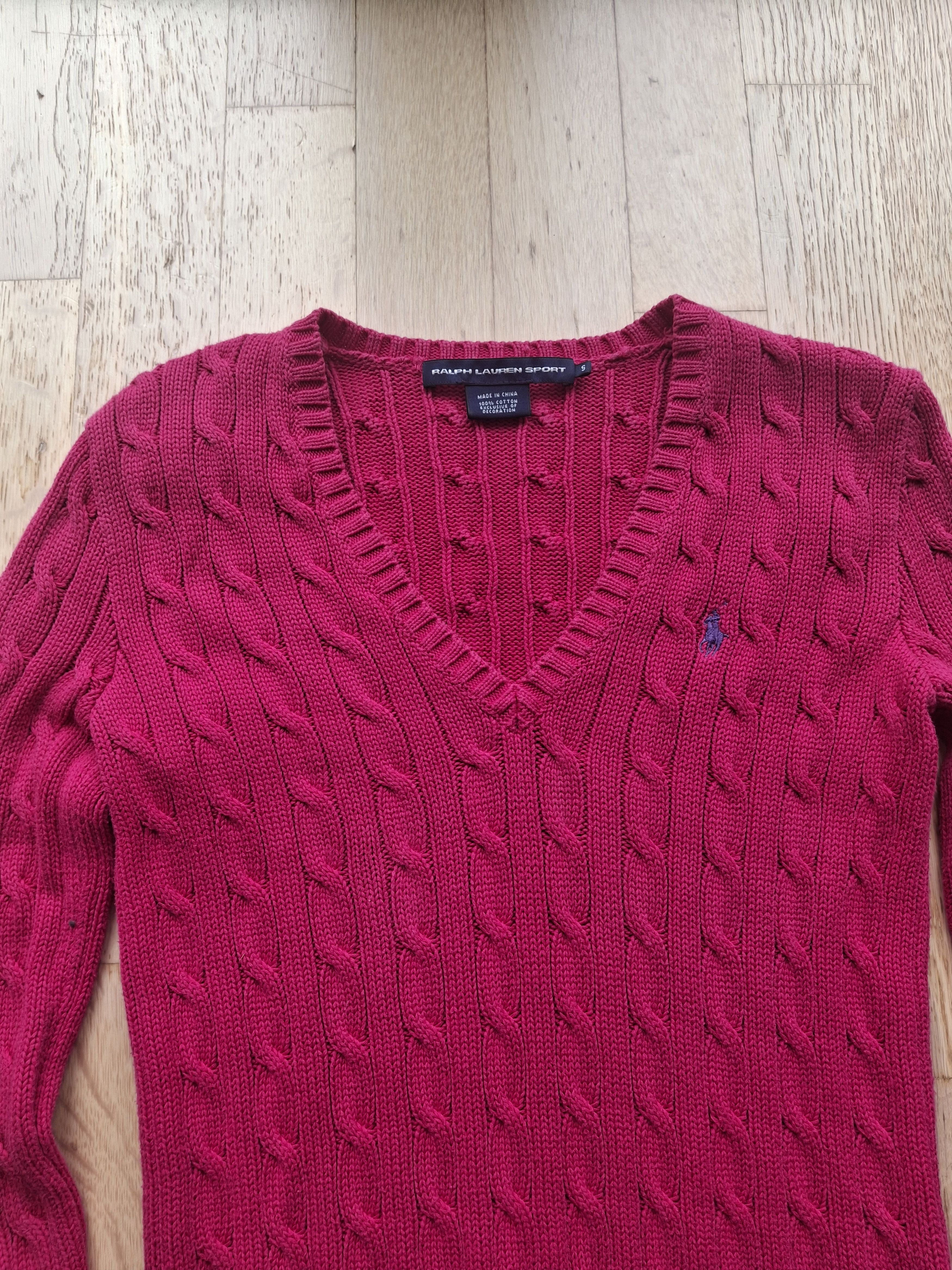Polo Ralph Lauren × Ralph Lauren × Ralph Lauren Sport Cable knitwear ralph lauren Old money style v-neck Size S / US 4 / IT 40 - 2 Thumbnail