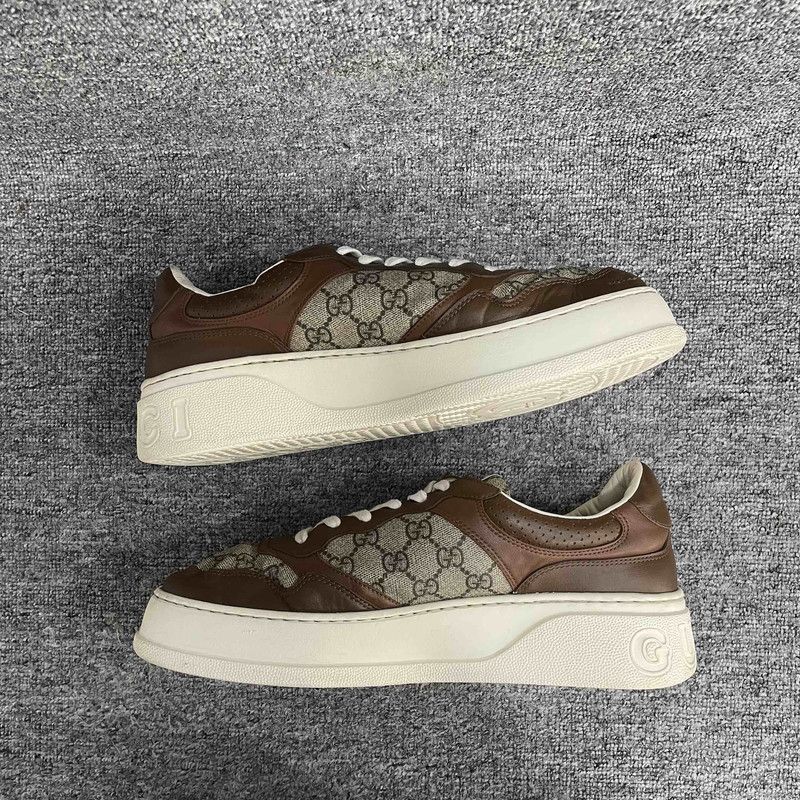 Gucci Gucci Brown Canvas Lace-Up Stylish Sneakers - Size US 10.5 / EU 43-44 - 4 Thumbnail