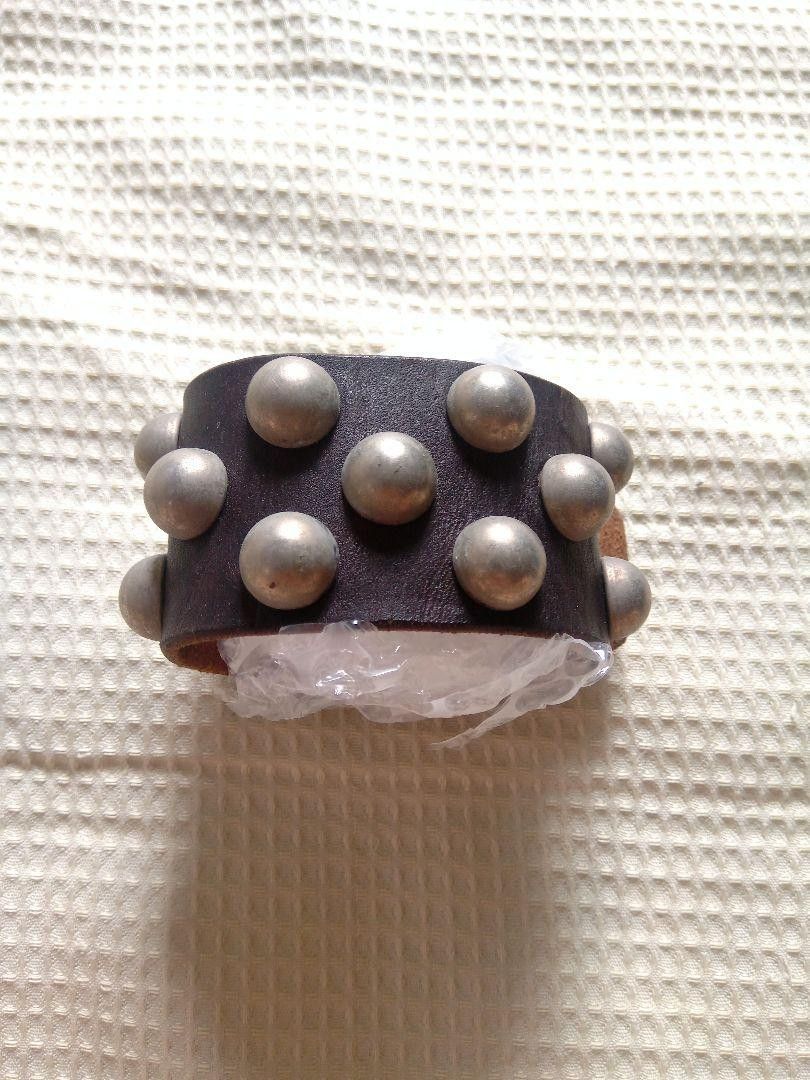 image of Undercover Aw05 "arts & Crafts" Studded Leather Bracelet in Brown, Men's