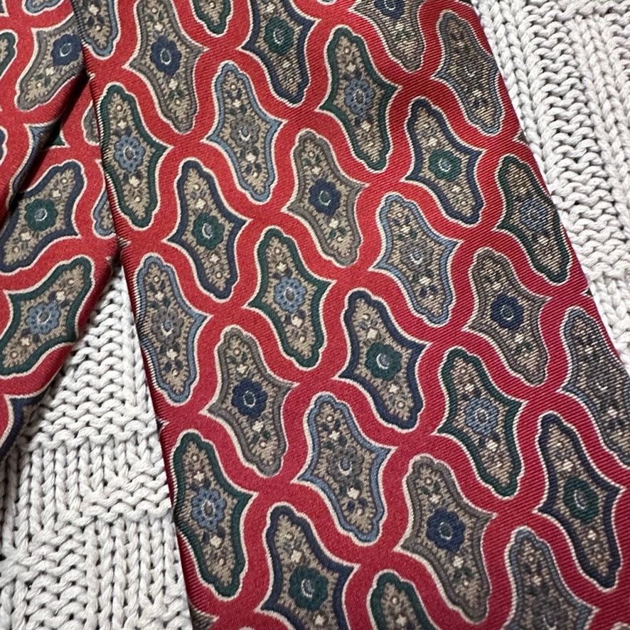 Bloomingdale's Bloomingdale's maroon and green abstract silk tie Size ONE SIZE - 2 Thumbnail