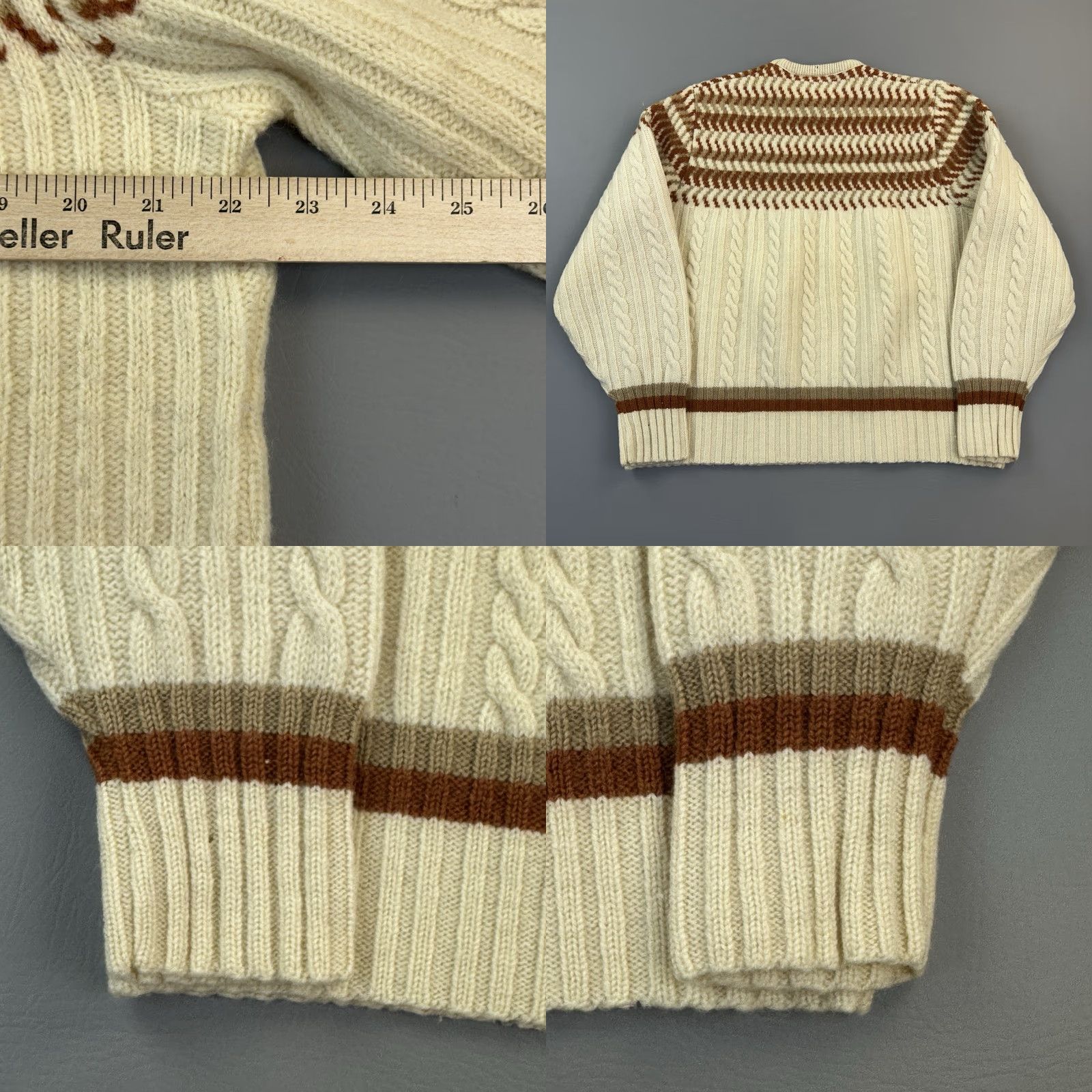 Vintage VINTAGE Robert Bruce Sweater Mens Large Wool Cable Knit Nordic USA 60s 70s Size US L / EU 52-54 / 3 - 9 Thumbnail