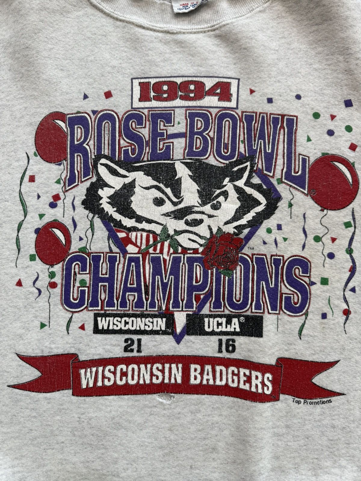 NCAA Vintage Wisconsin Badgers Rose Bowl Champions 94 Sweatshirt Size US L / EU 52-54 / 3 - 2 Thumbnail