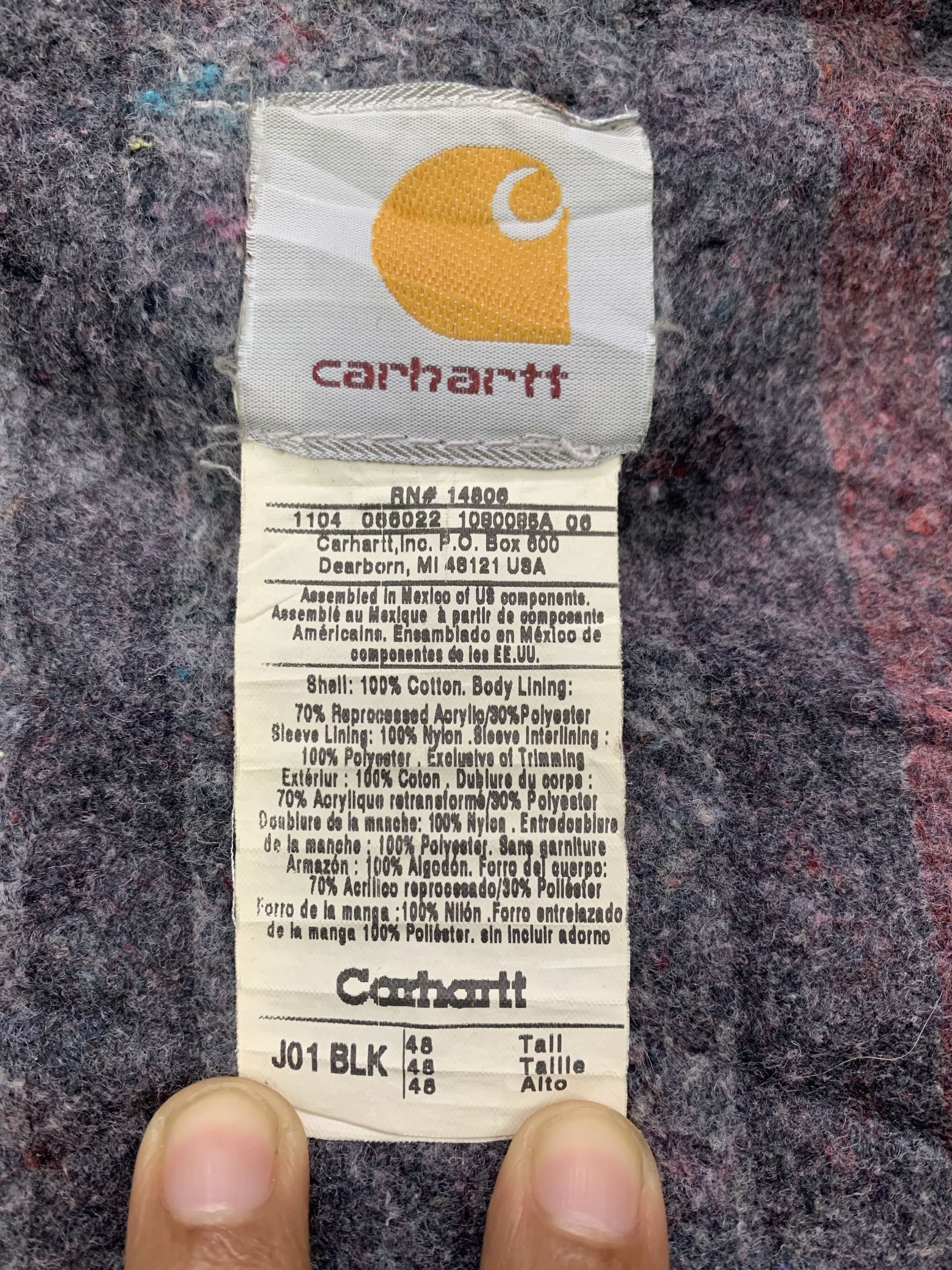 Carhartt Vtg Carhartt Detroit J01 BLK Lined Blanket Inner Jacket Size US L / EU 52-54 / 3 - 22 Thumbnail