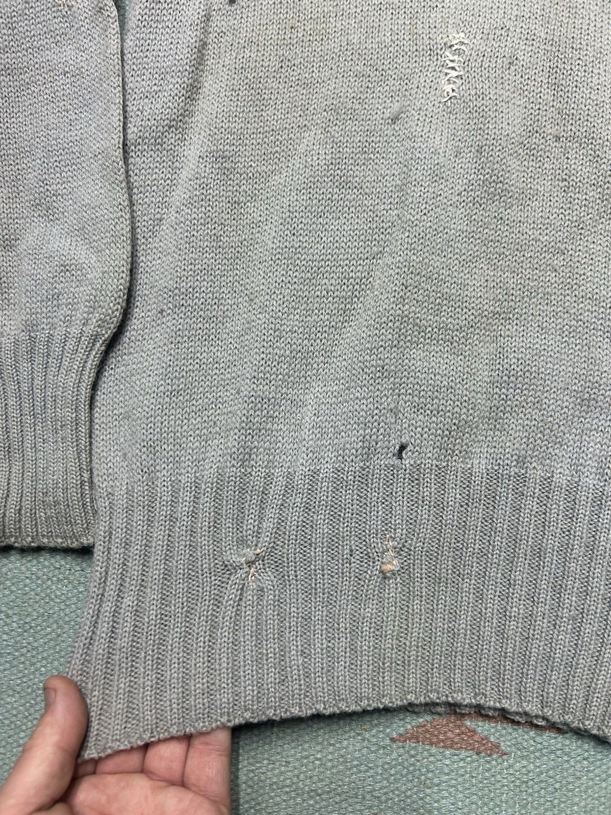 Vintage Vtg 1940s wool knit sweater campus distressed repaired XS/S Size US S / EU 44-46 / 1 - 2 Thumbnail