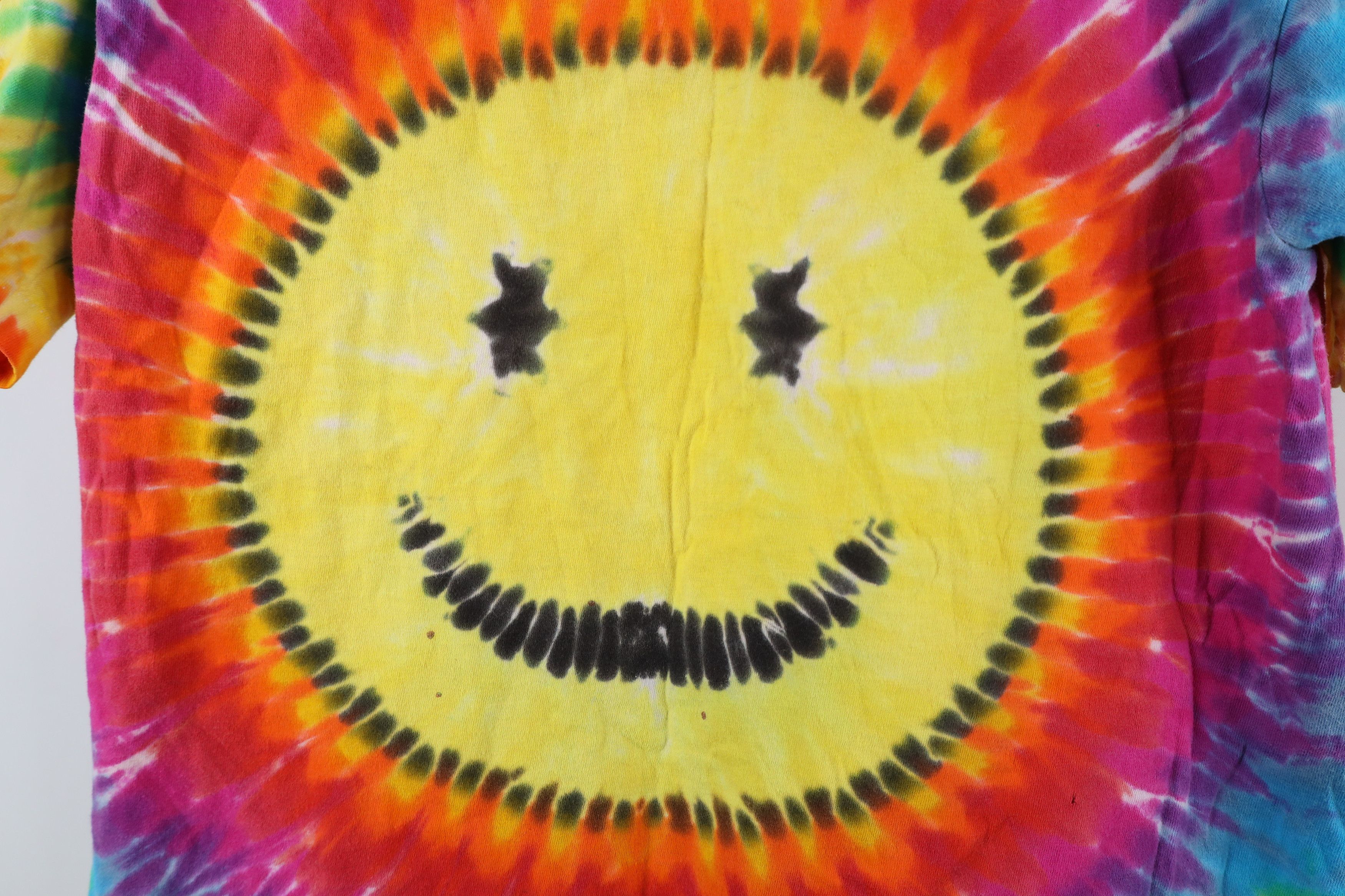 Vintage Vintage 90s Streetwear Rainbow Tie Dye Smiley Face T-Shirt Size M / US 6-8 / IT 42-44 - 4 Thumbnail
