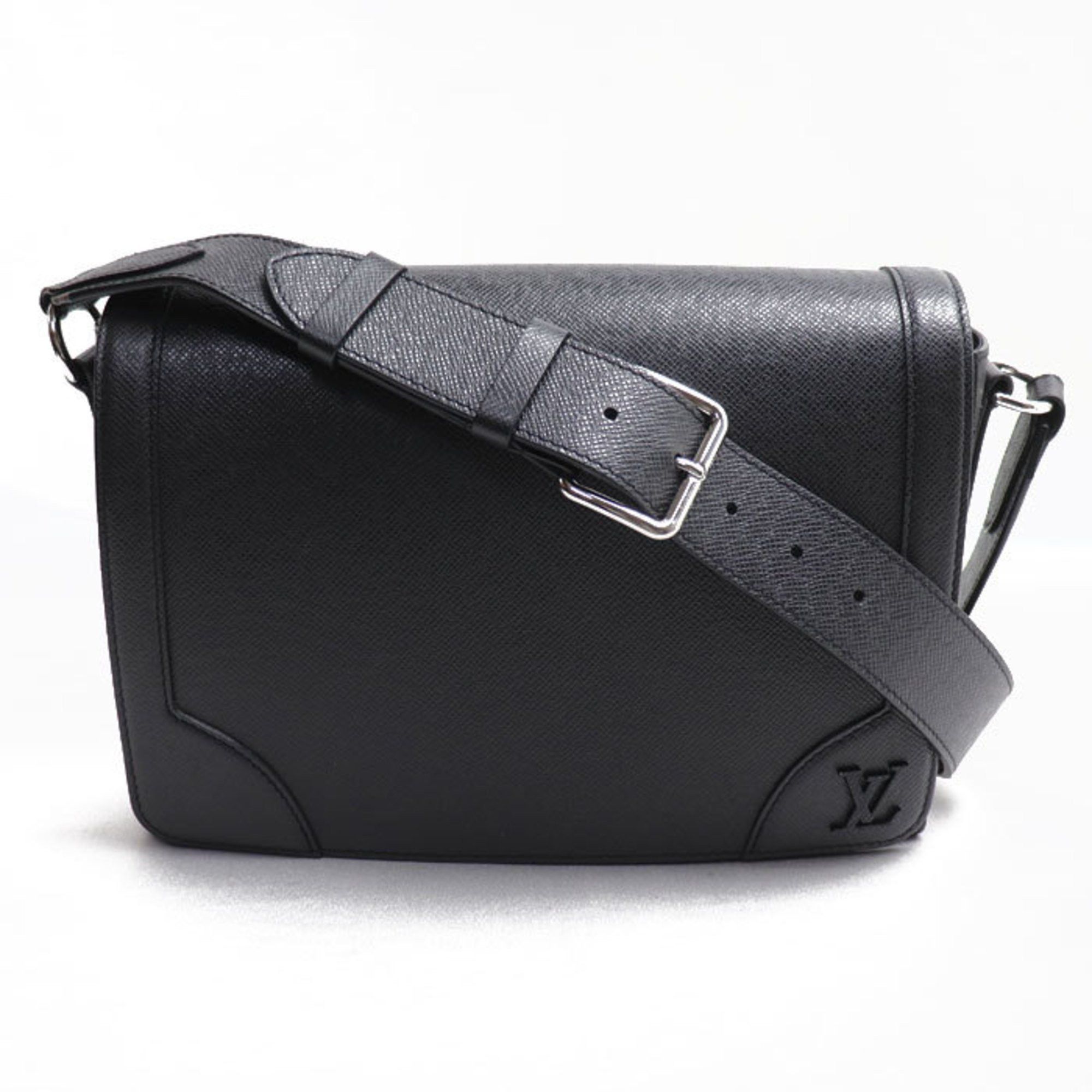 Louis Vuitton New Flap Shoulder Bag Taiga Black M30807 IC Men's