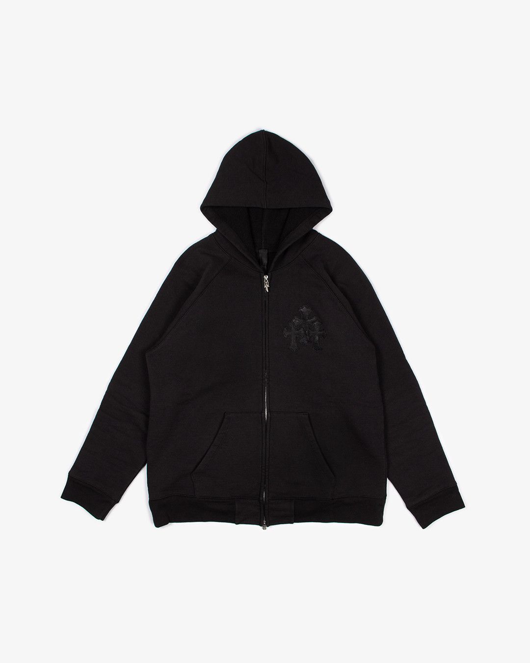image of Chrome Hearts Black Paperjam Cross Patch Hoodie, Men's (Size XL)