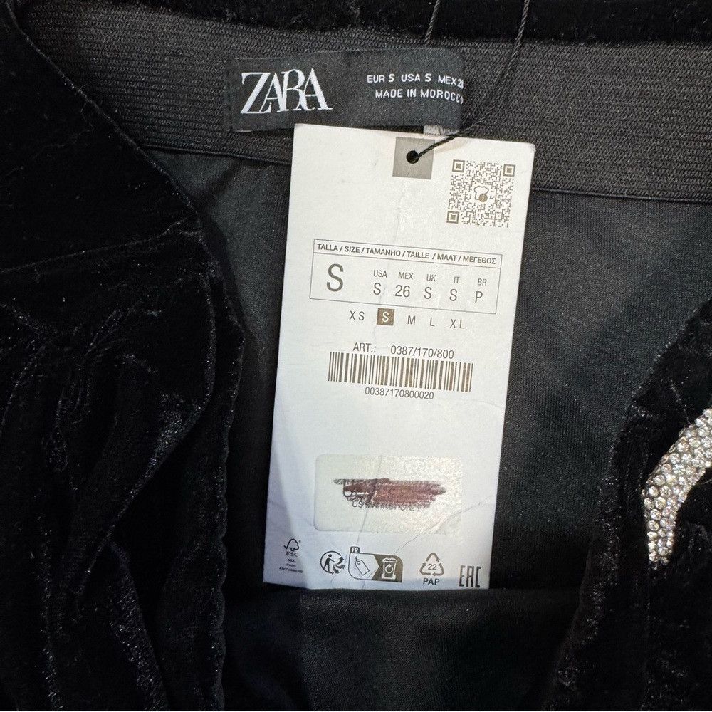 Zara NWT New Zara Rhinestone Ring Velvet Midi Wrap Black Skirt S Size 28" / US 6 / IT 42 - 8 Thumbnail
