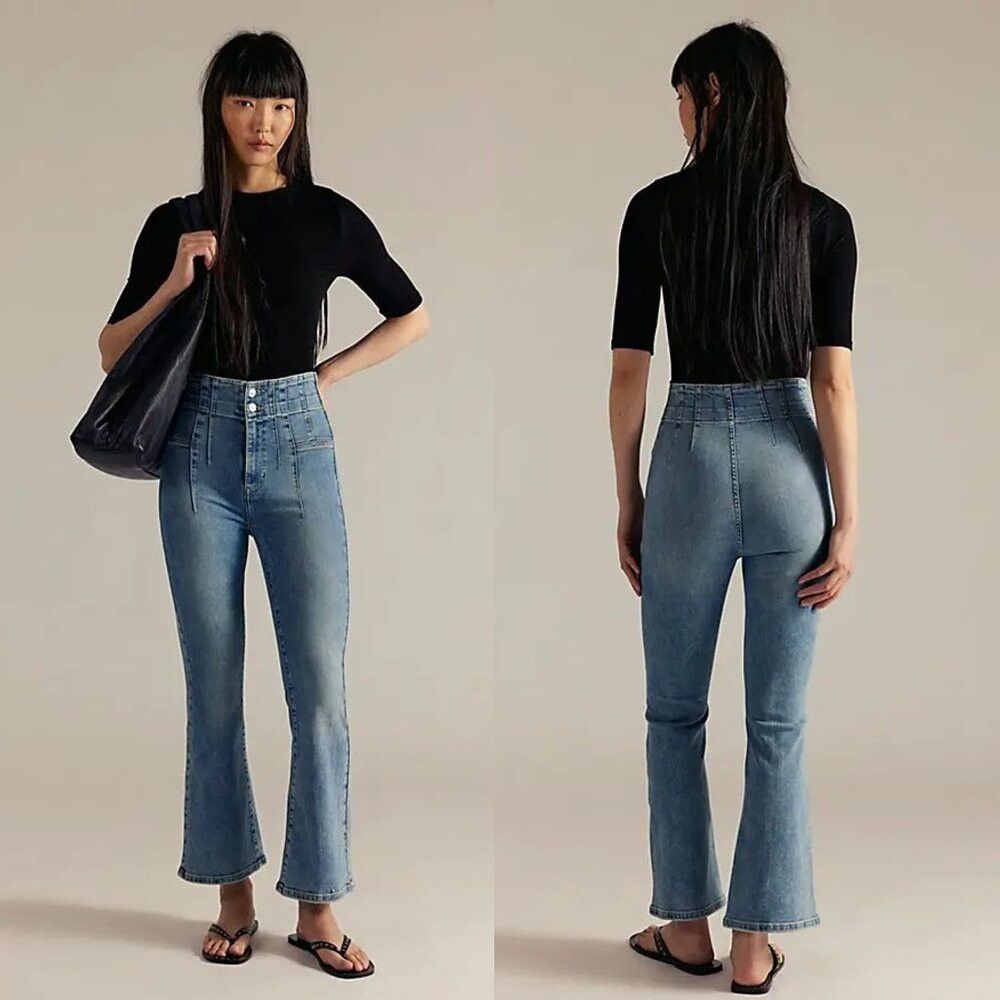 Free People New Free People We The Free Jayde Crop Flare Hayley Blue Je Size 30" / US 8 / IT 44 - 1 Thumbnail
