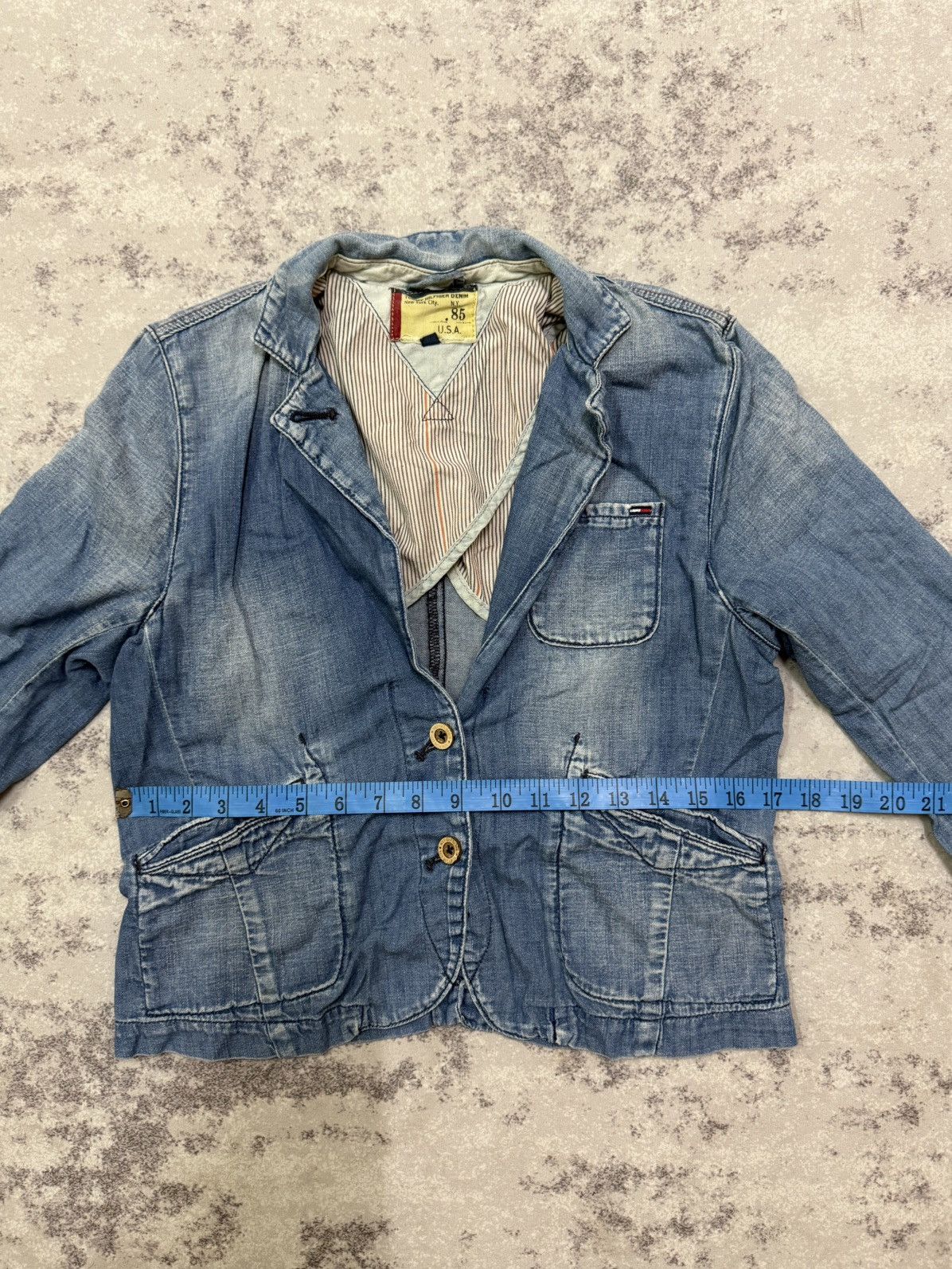 Tommy Hilfiger Tommy Hilfiger light wash denim blazer jacket patch pocket Size XS / US 0-2 / IT 36-38 - 19 Thumbnail