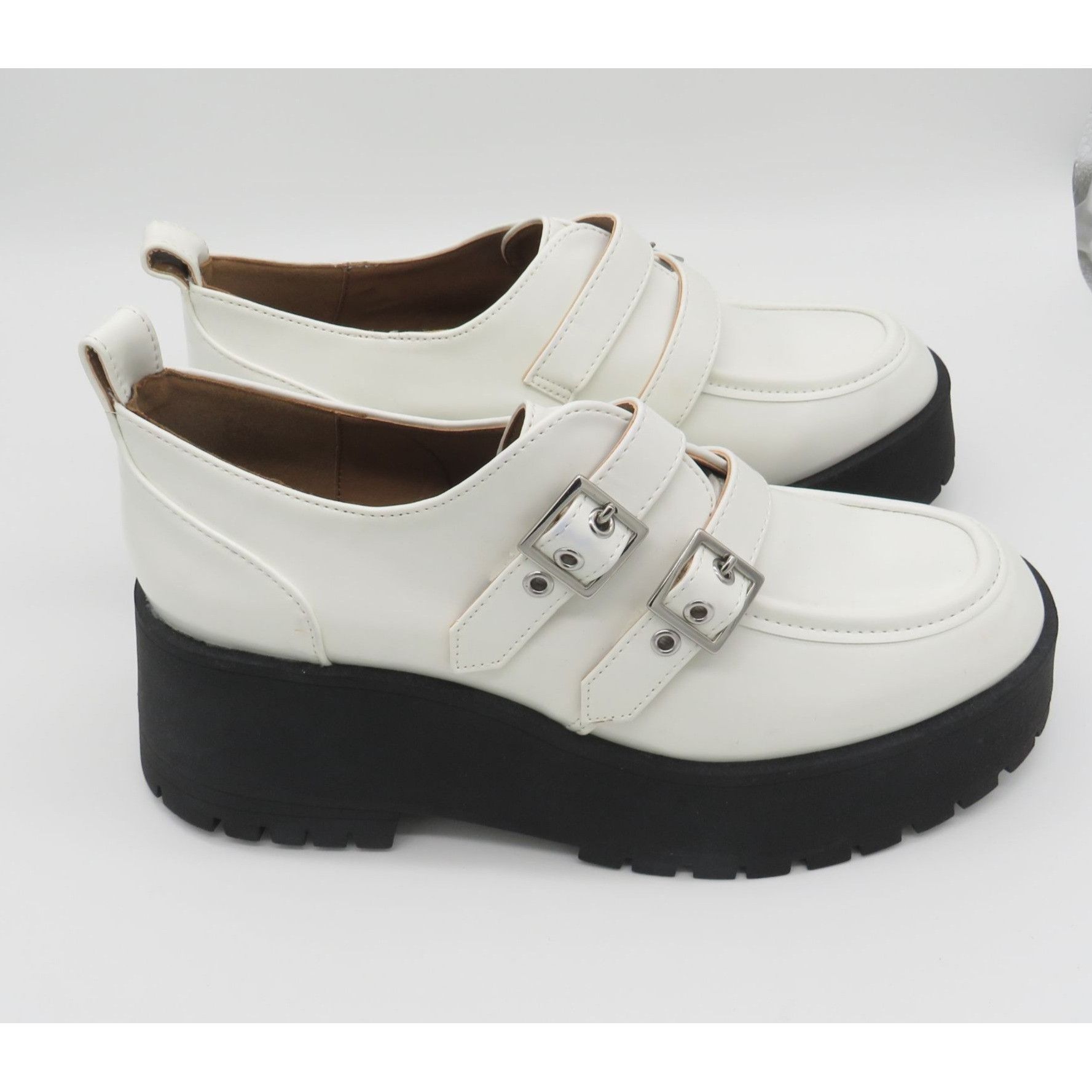 Other Zodiac Women's White Platform Loafers Double Buckle Strap Bl Size US 9 / IT 39 - 1 Thumbnail