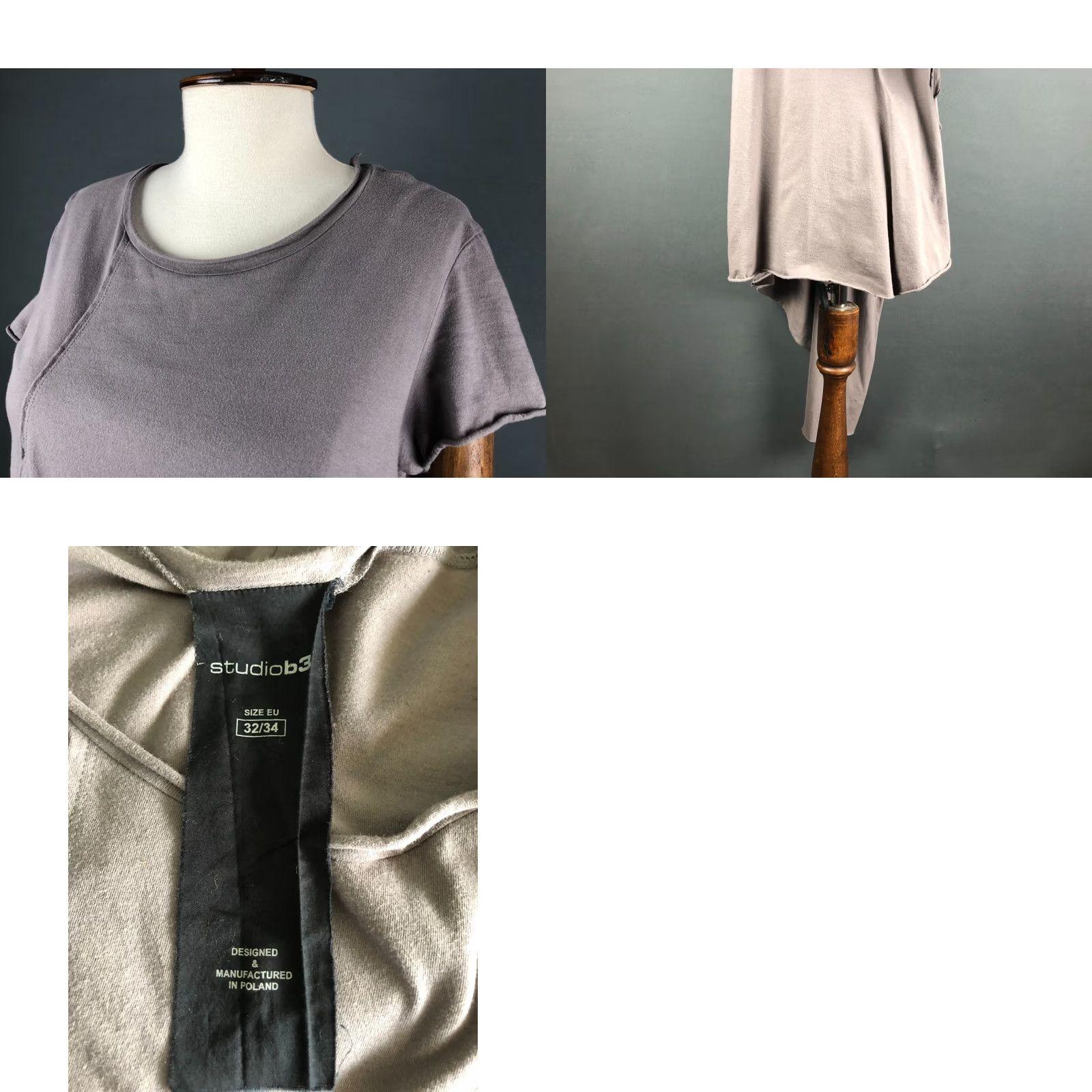 Vintage Studio B3 Women's Blouse Size EU 32/US 32 Brown Cotton Short Sleeve Layered Asymmetric Tourniquet? (Remove) Size XXS / US 00 / IT 34 - 8 Thumbnail