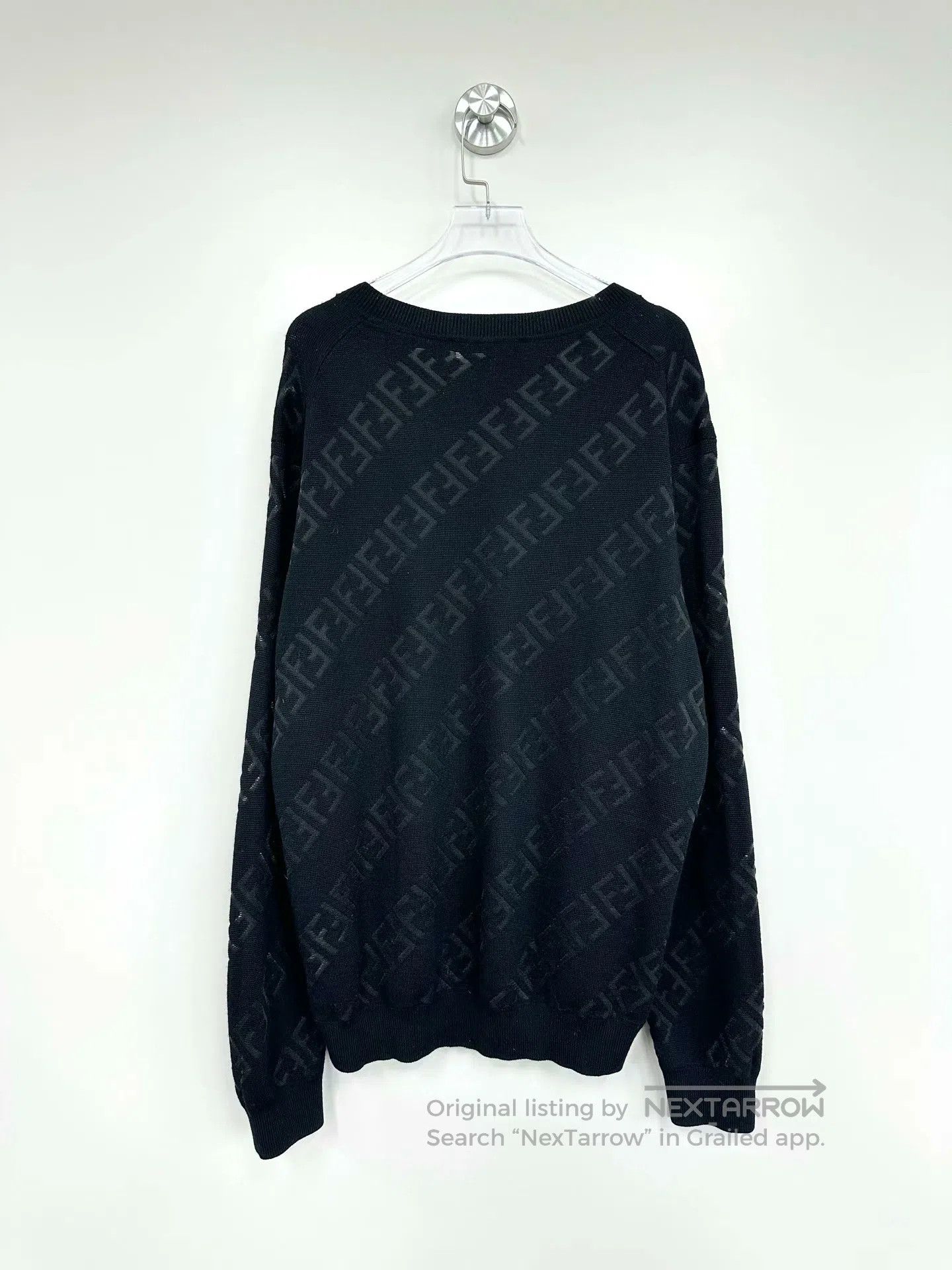 Fendi FENDI Black double F all-over print logo knitted sweater| Size US L / EU 52-54 / 3 - 2 Thumbnail