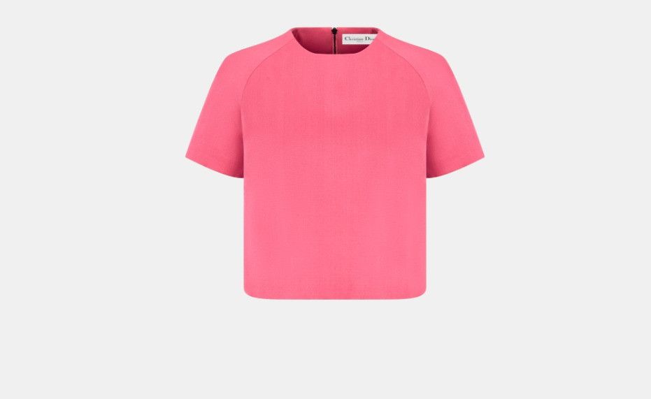 o1w1db10824 Wool & Silk Short-Sleeved Top in Pink