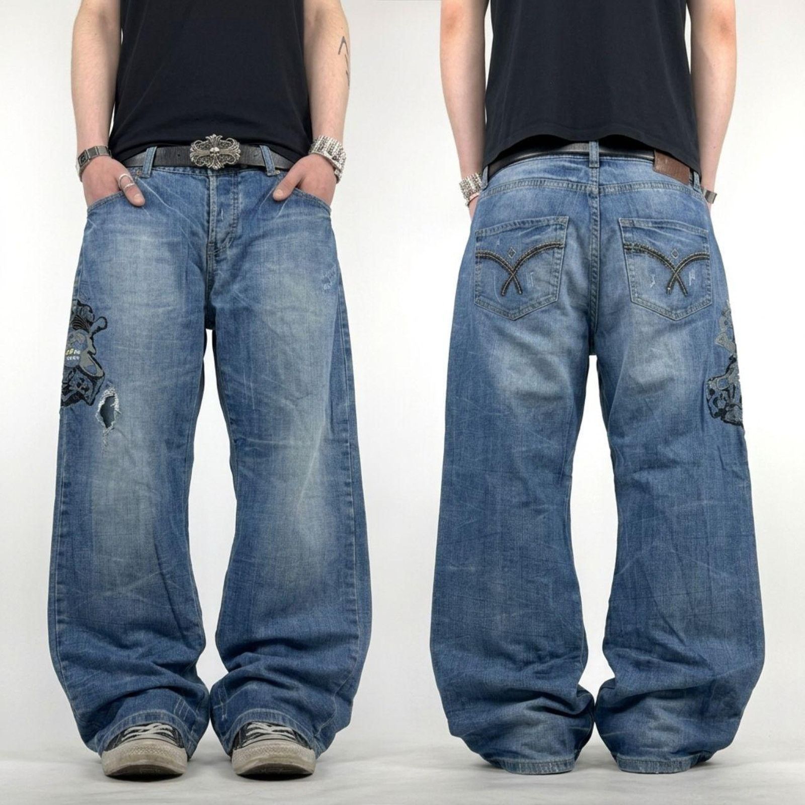 Vintage y2k faded grunge archive baggy wide leg rare jeans