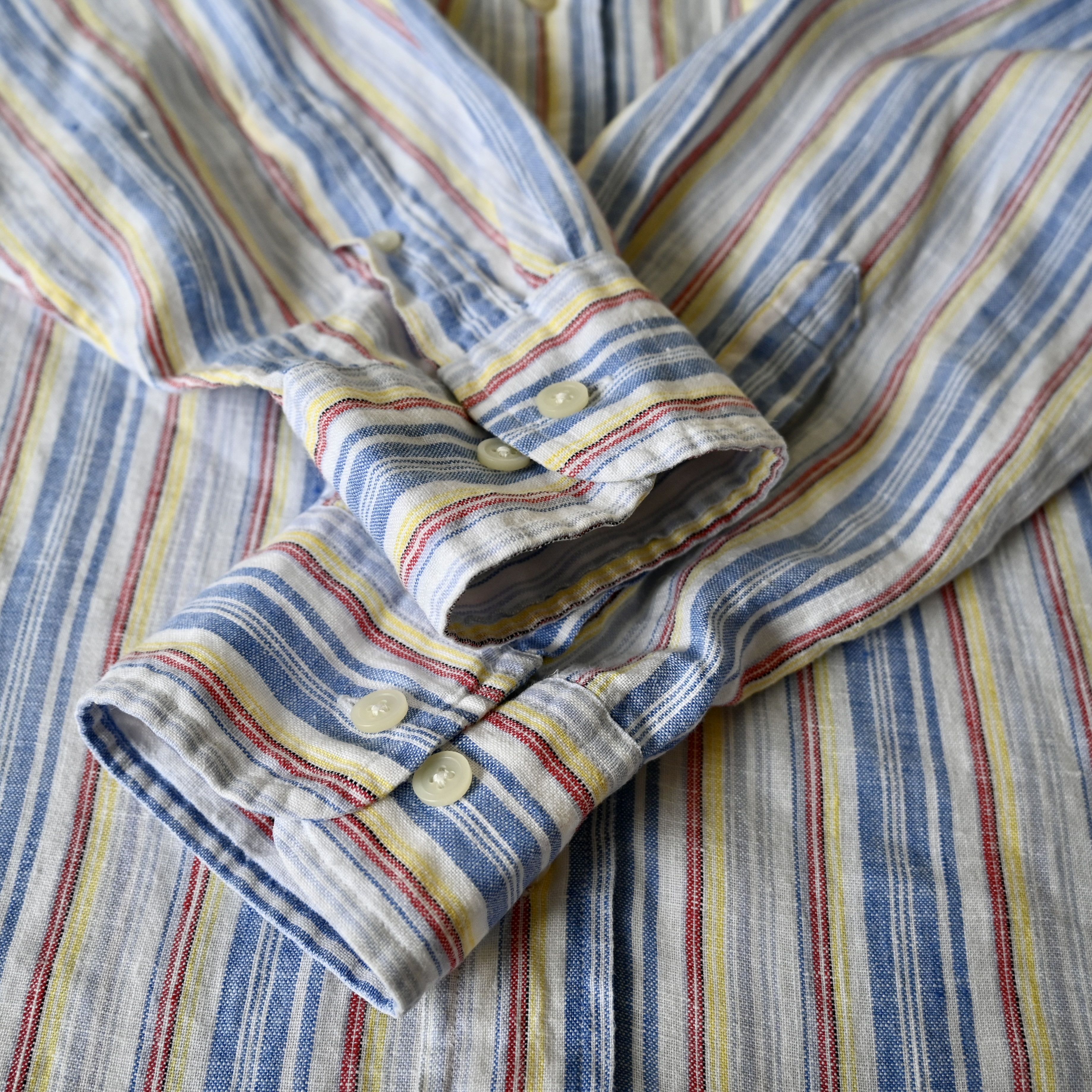 J.Crew VTG 2000s J.Crew sunshine colored stripe linen shirt Size US M / EU 48-50 / 2 - 16 Thumbnail