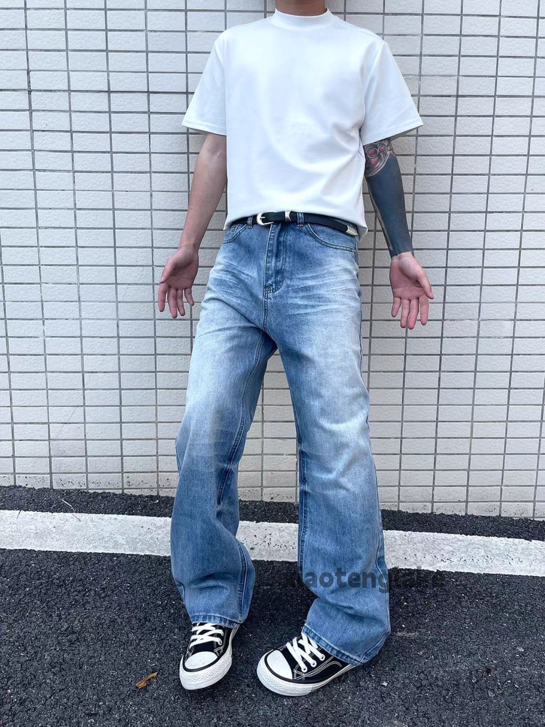 Jean × Vintage unisex washed faded cleanfit work cargo hiphop jeans Size US 33 - 1 Thumbnail