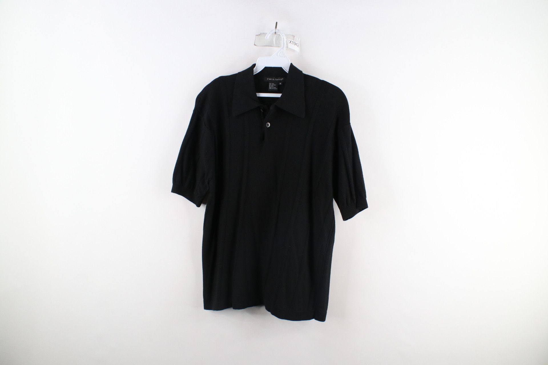 Vintage Vintage 90s Streetwear Silk Blend Knit Collared Polo Black Size US M / EU 48-50 / 2 - 1 Thumbnail