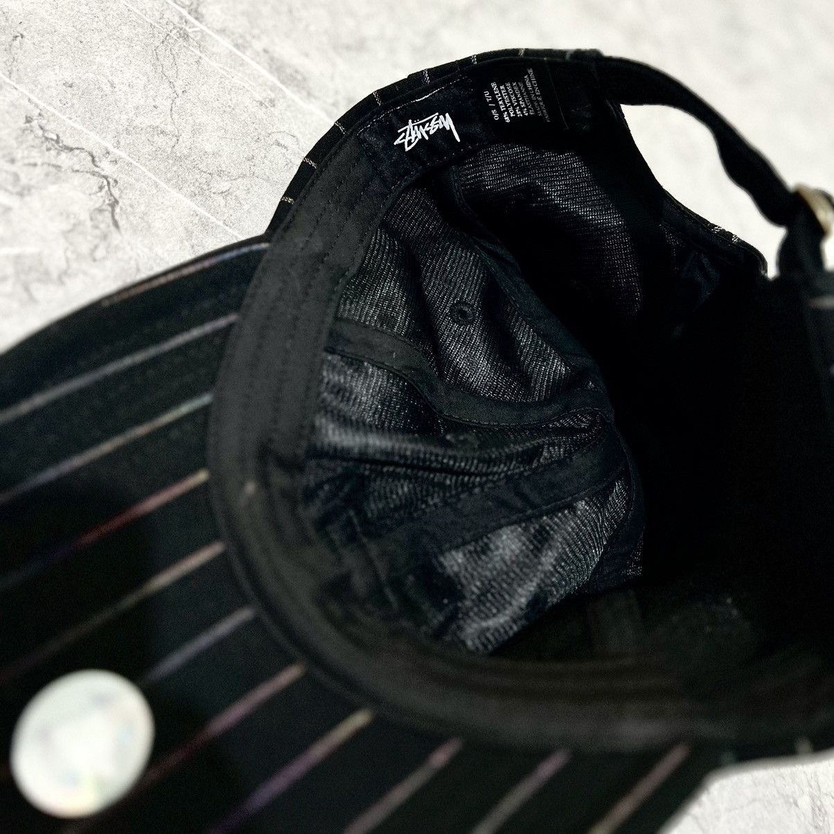 Stussy × Vintage STUSSY PINSTRIPE CAP BLACK Size ONE SIZE - 4 Thumbnail