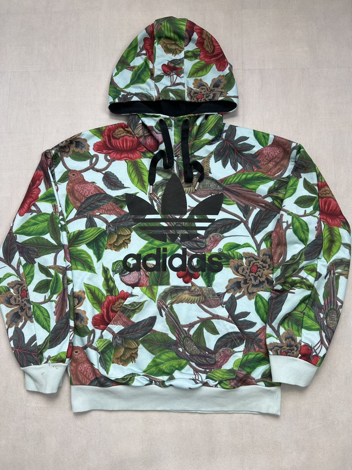 Adidas Hoodie Adidas big logo birds leaves flowers rare Size US M / EU 48-50 / 2 - 2 Thumbnail