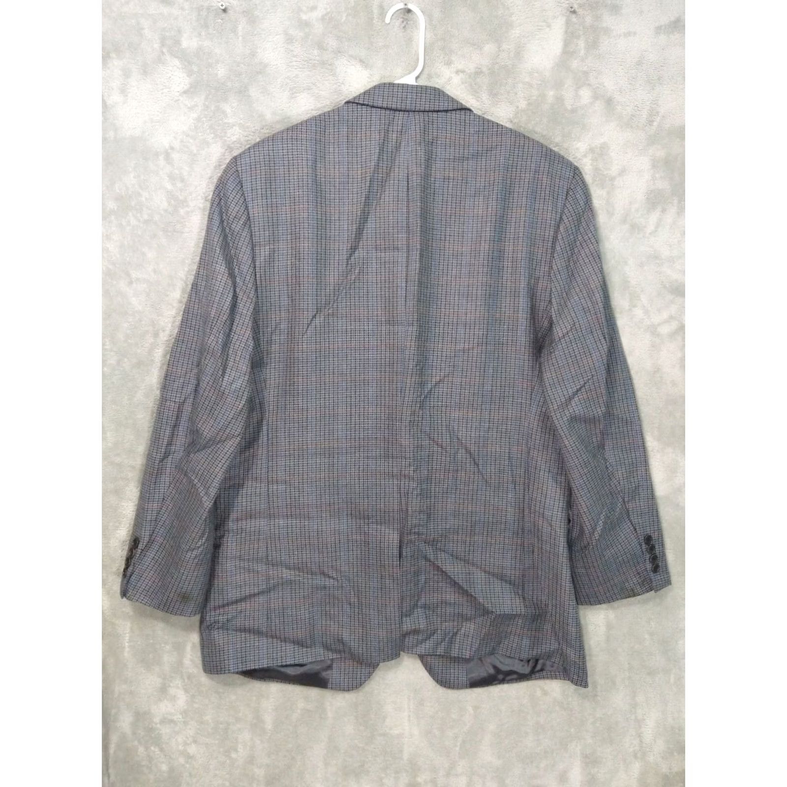 Brooks Brothers Brooks Brothers Blazer Mens 44L Wool Grey Plaid Windowpane 2 Piece Notch Lapel Long Coat Jacket Chest 44in Dry Clean Only Mens Size 44R - 2 Thumbnail