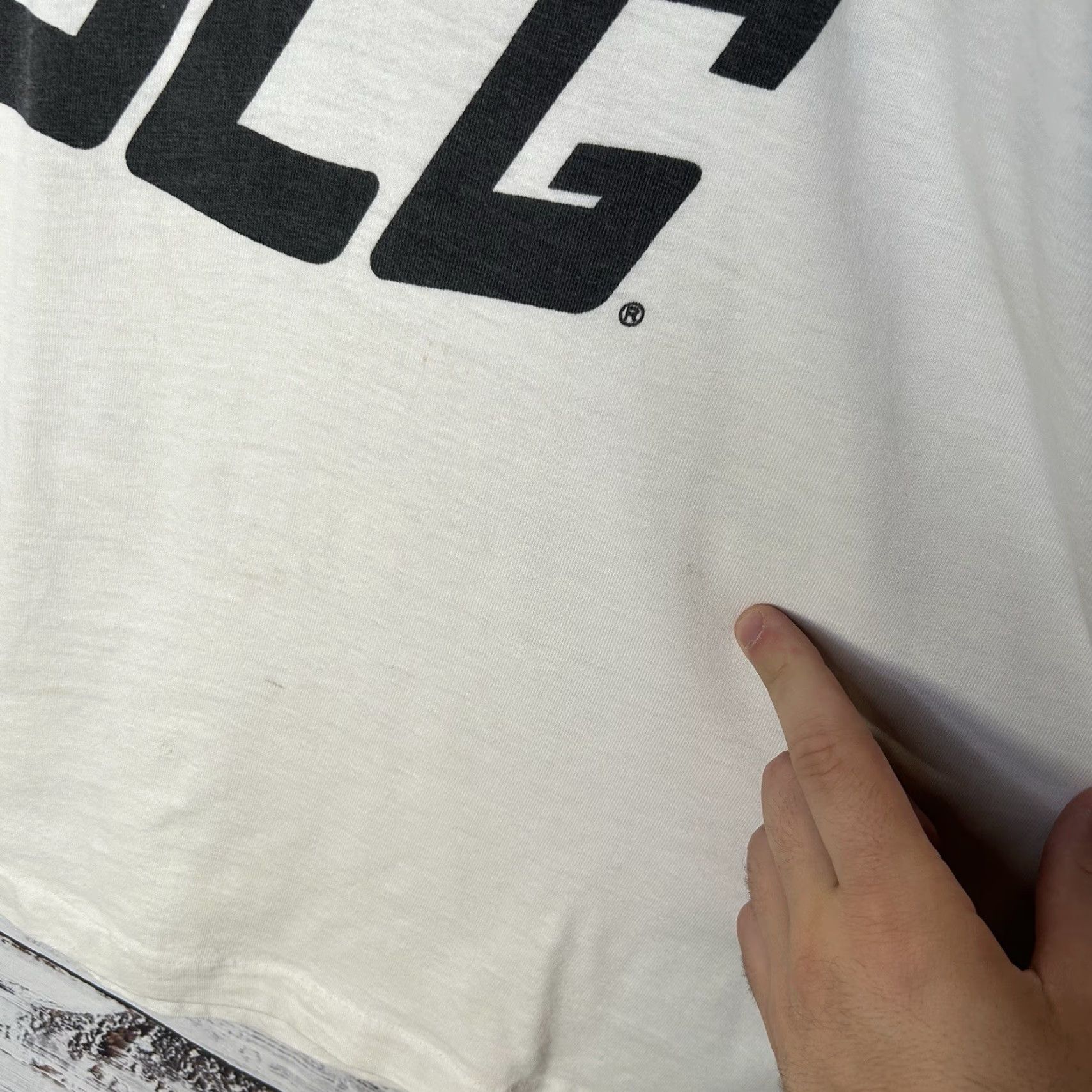 Champion Vtg 80s JLG Industries Construction Equipment Paper Thin Ringer T-Shirt Medium Mens Ivory 90s Colorful Champion Shirt Tee (Men) Size US M / EU 48-50 / 2 - 6 Thumbnail