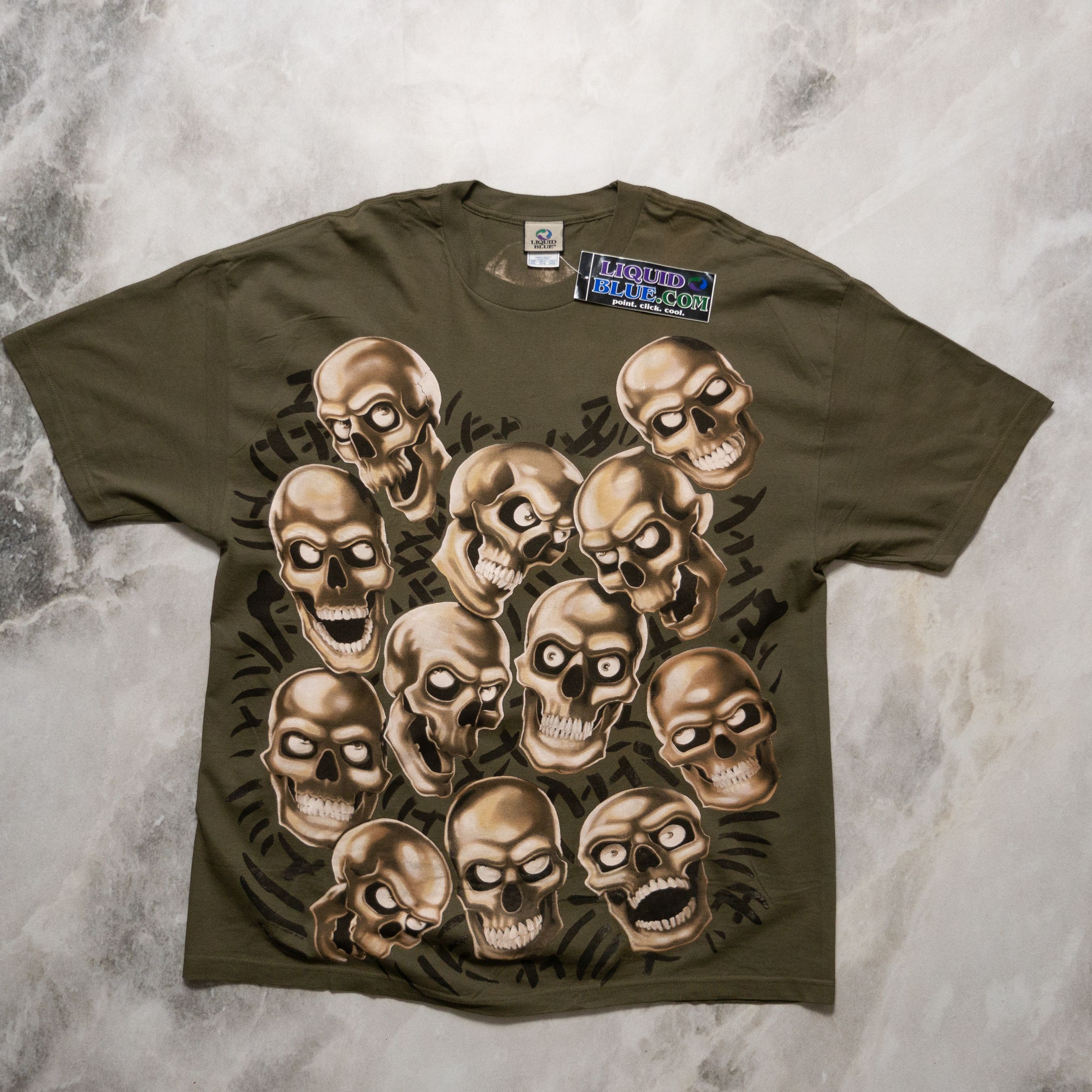 Liquid Blue × Vintage Vintage Liquid Blue Skull Pile XXL T-Shirt