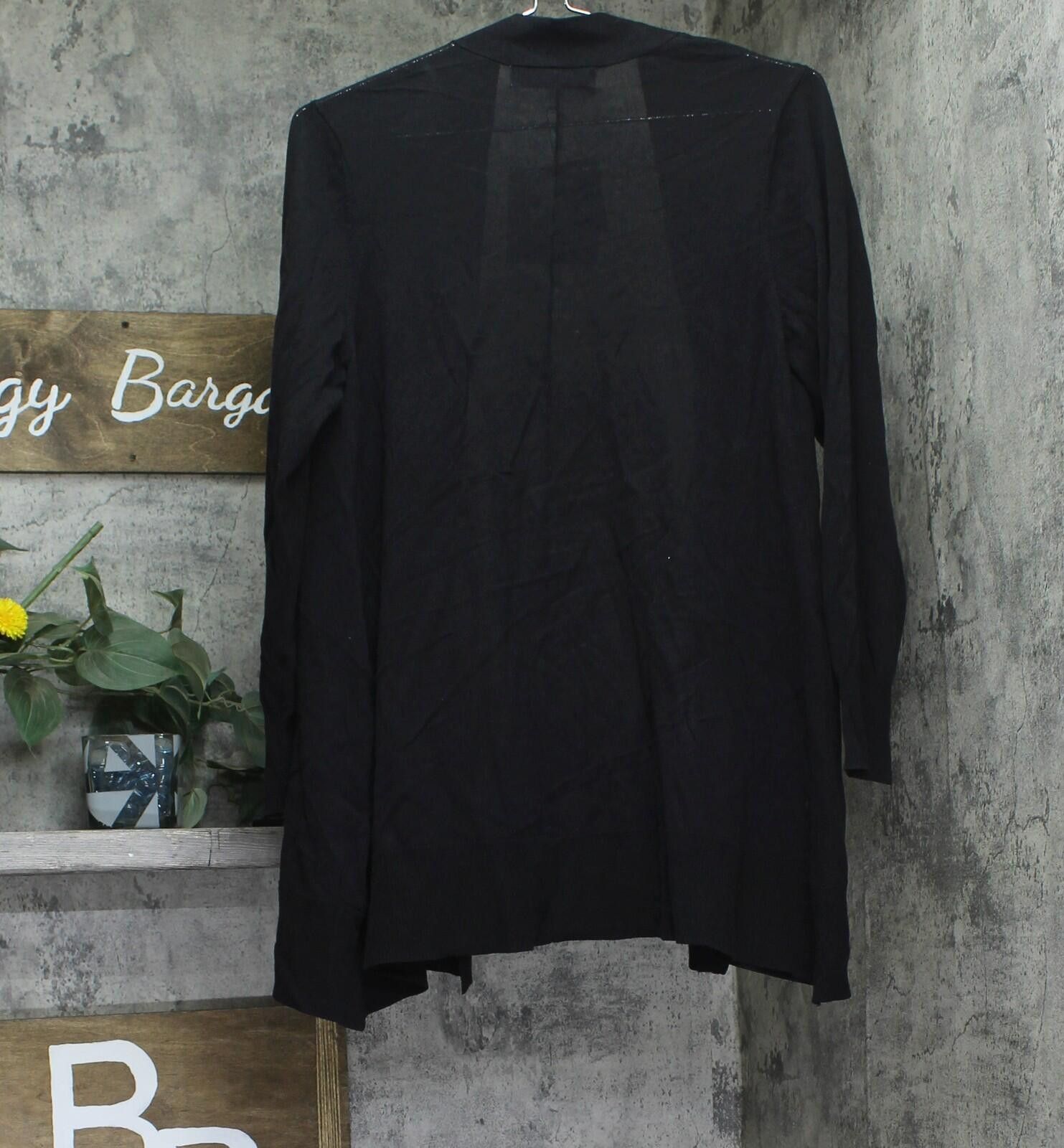 Other Kasper Knit Ribbed Asymmetric Hem Cardigan Sweater Black S Size S / US 4 / IT 40 - 2 Thumbnail