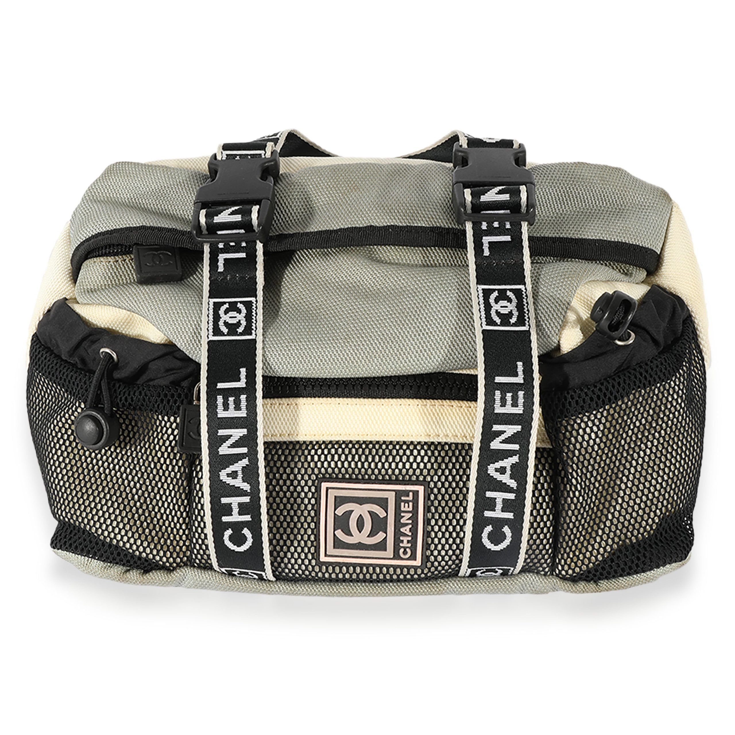 image of Chanel Sport Cream & Gray Nylon And Mesh Waist Bag in Grey, Women's