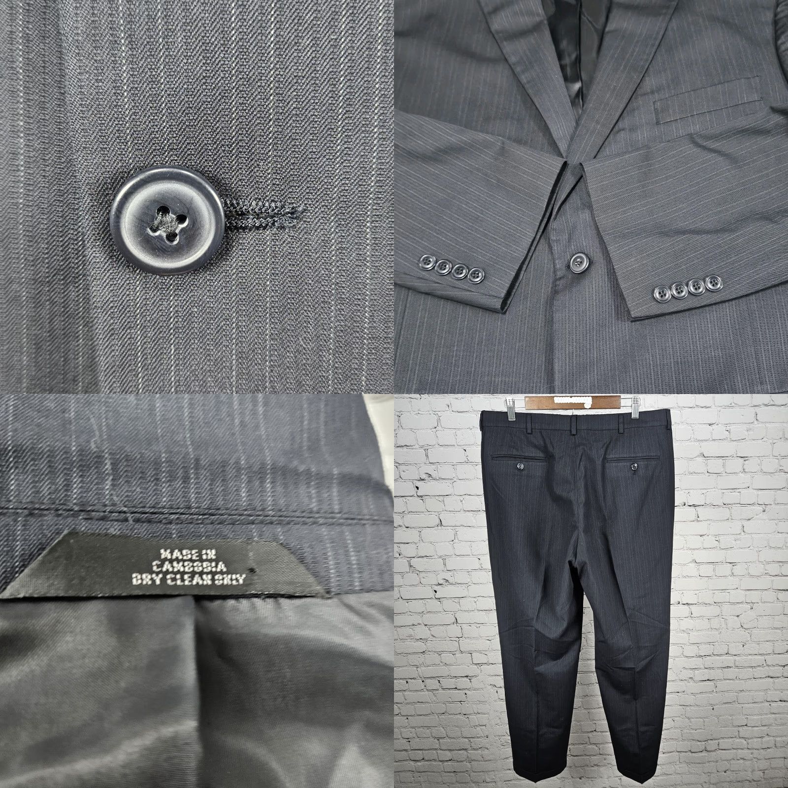 Haggar Haggar Navy Suit Up System 2 Piece Set Notch Jacket 2-Button Single-Vented Full Back Striped 46L 36x32 Mens Wirh Size 46R - 9 Thumbnail