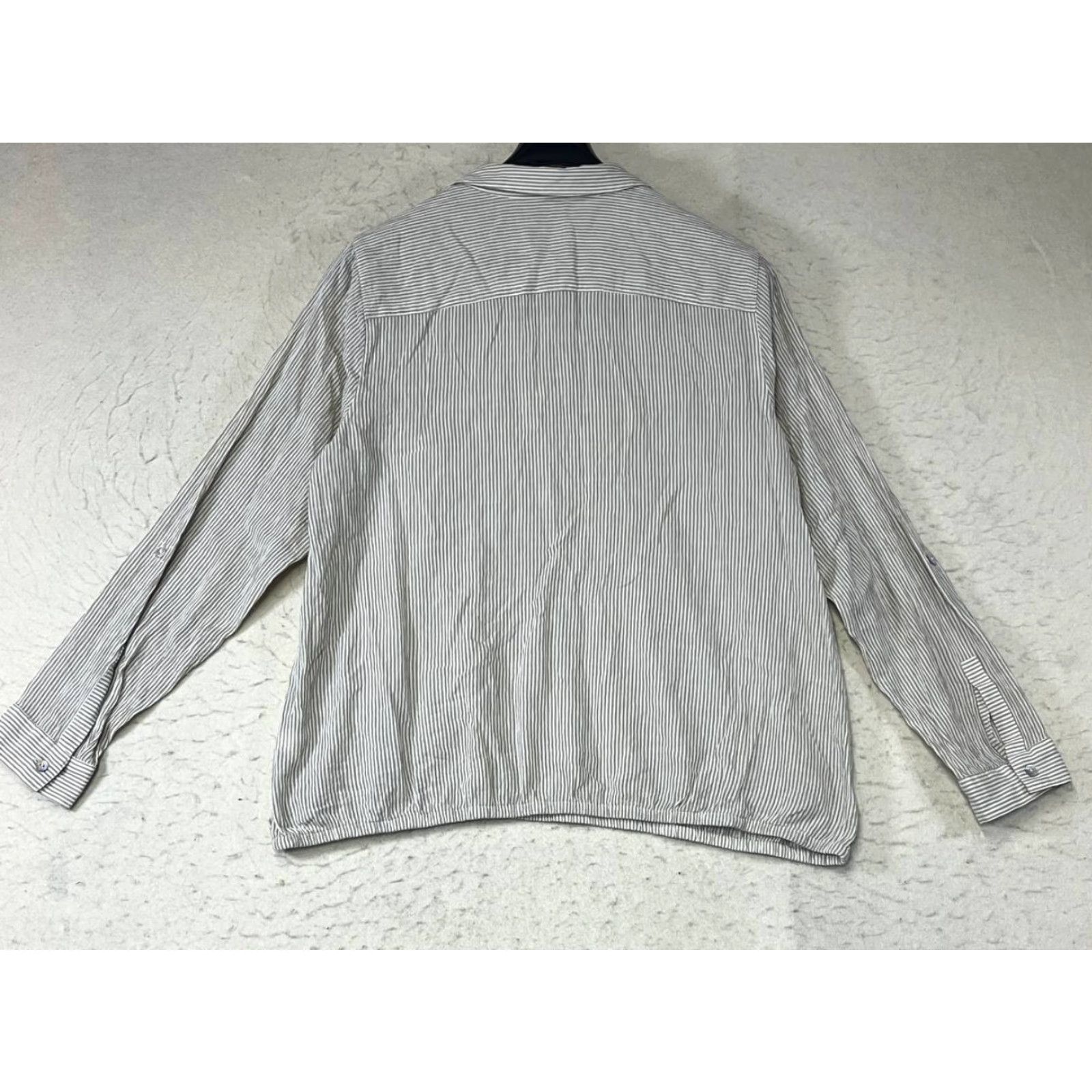 J. Jill J. Jill Blouse Women L Roll Tab Sleeve Lightweight Cotton Beige Stripe Shirt Top Casual Workwear Size L / US 10 / IT 46 - 2 Thumbnail