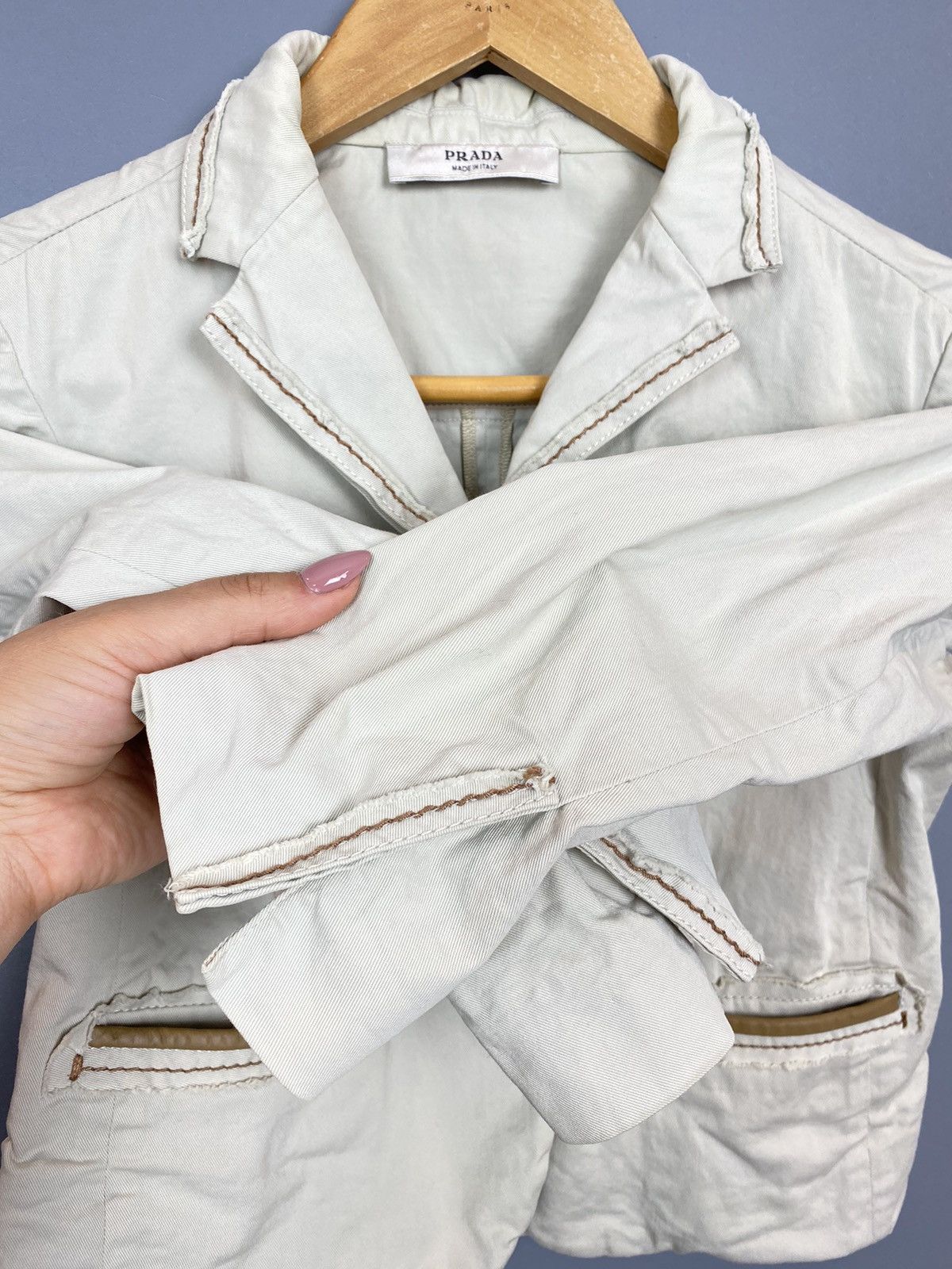 Prada Prada Long Sleeve Cotton Blazer Jacket Women’s Size 38 Biege Size XS / US 0-2 / IT 36-38 - 3 Thumbnail