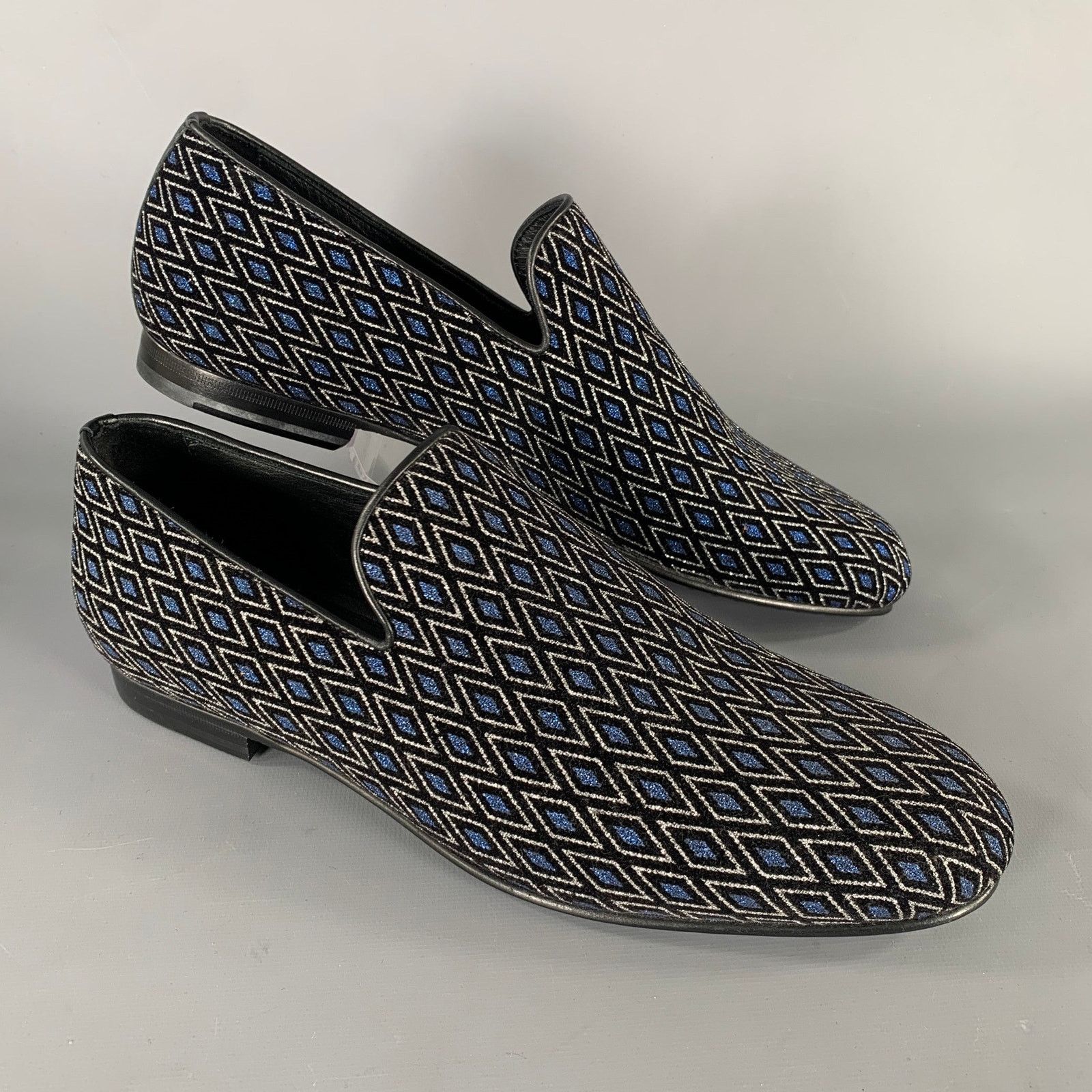 Jimmy Choo JIMMY CHOO Size 8 Navy Black Diamond Velvet Loafers Size US 8 / EU 41 - 1 Thumbnail