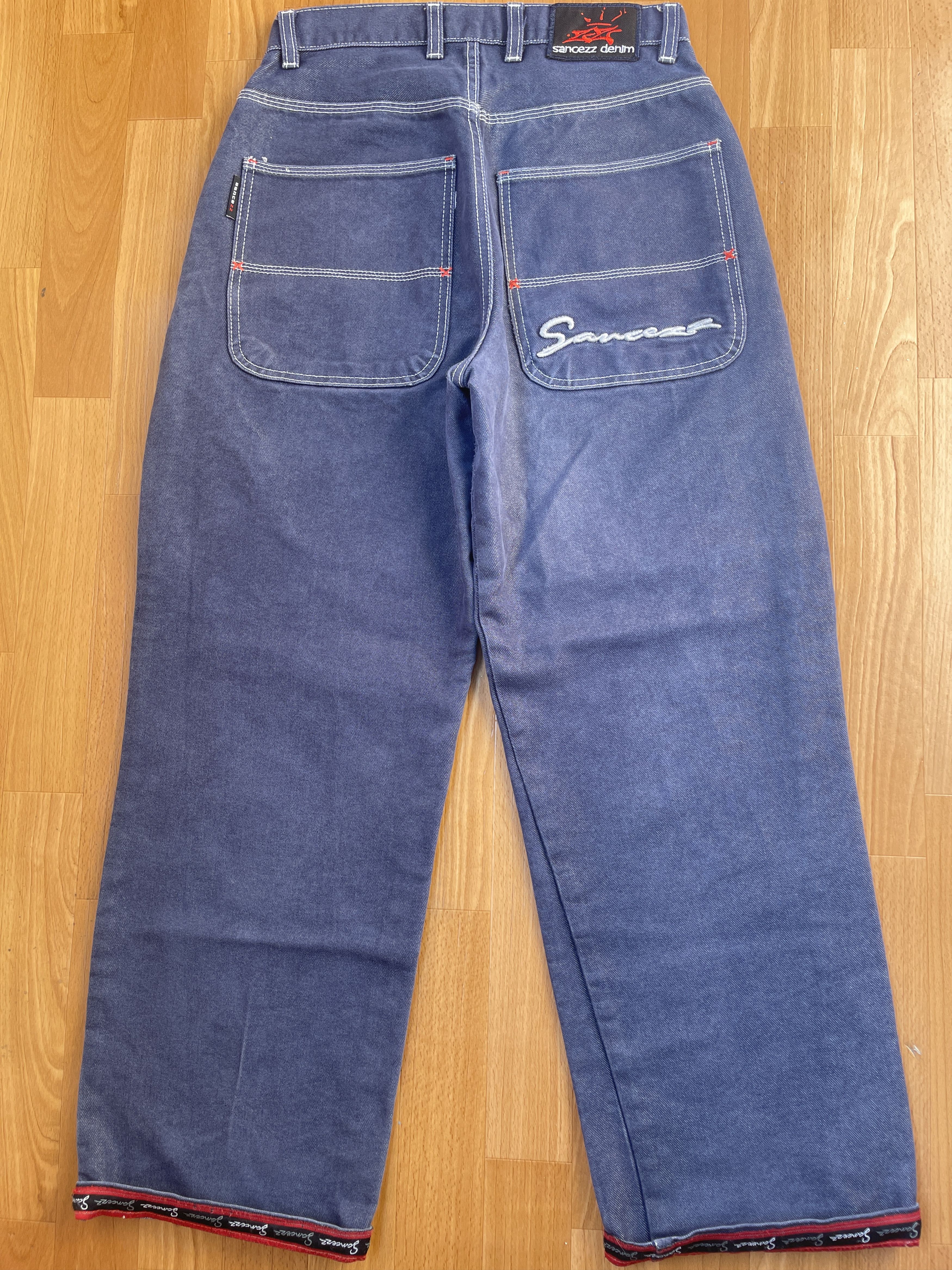 Other Sancezz jeans, shiny, vintage baggy, silver, metallic Y2K 28 Size US 28 / EU 44 - 1 Thumbnail