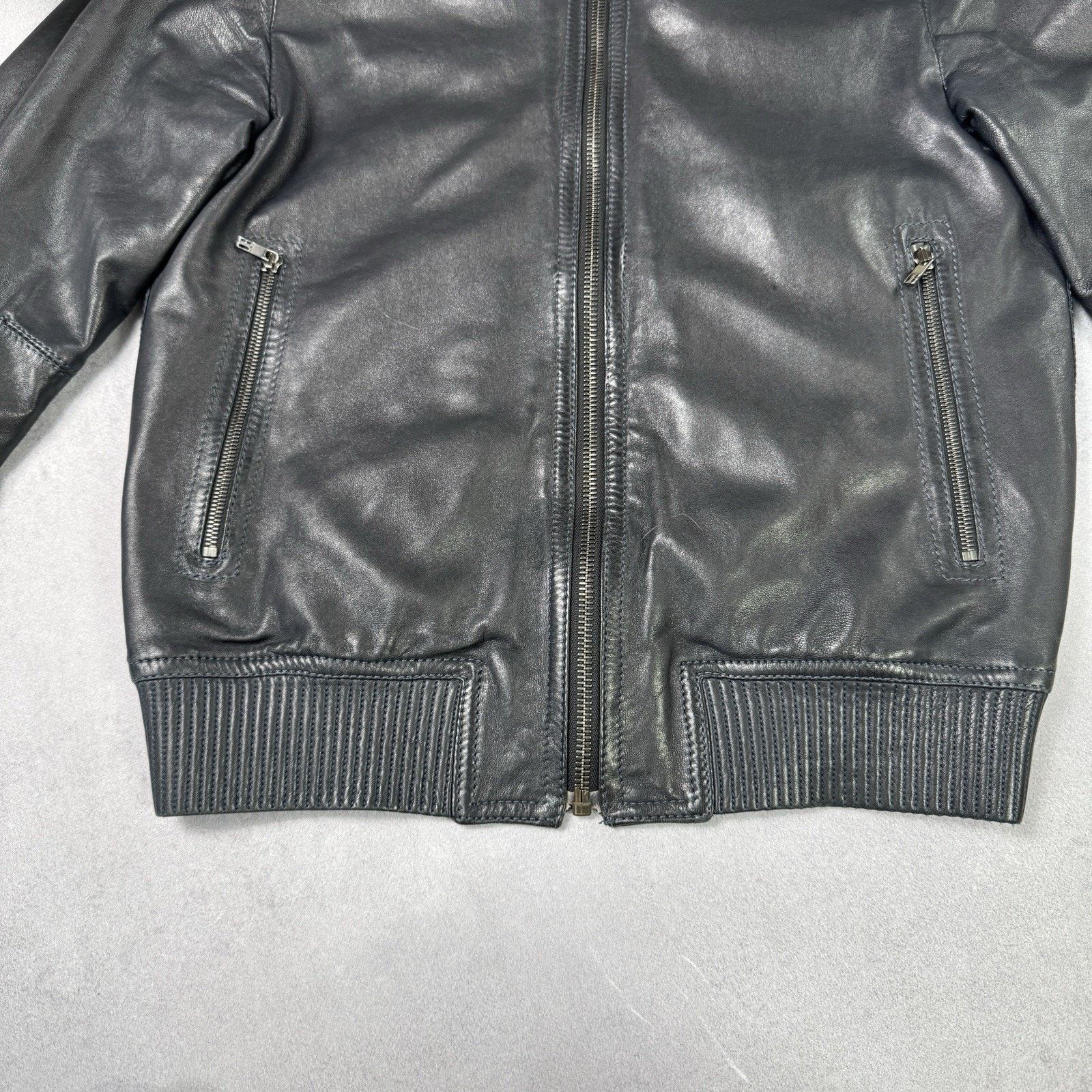 Dirk Bikkembergs Dirk Bikkembergs Men Leather Jacket Size 48 Dark Blue Size US M / EU 48-50 / 2 - 9 Thumbnail
