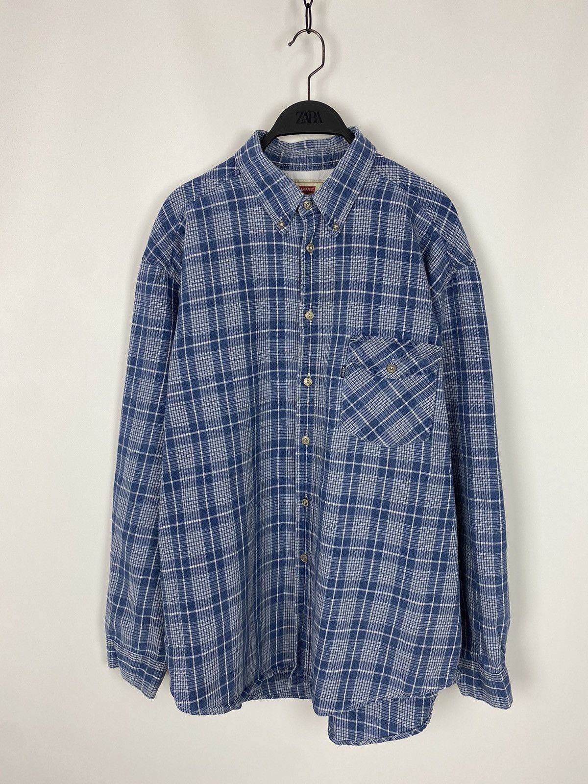 Levi's 1990’s Vintage Levi’s Blue Tab Checkered Denim Button Up Size US L / EU 52-54 / 3 - 1 Thumbnail