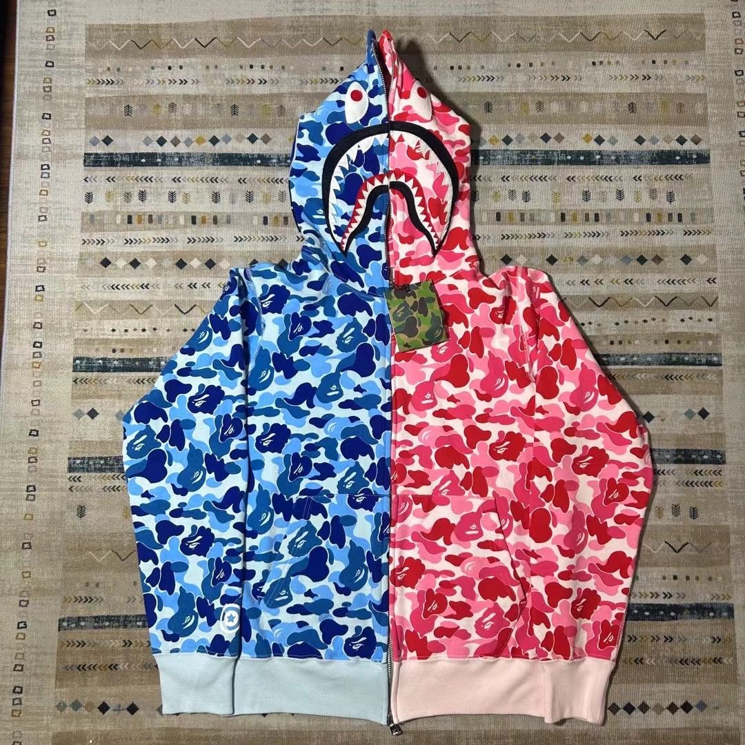 Blue and pink bape hoodie online