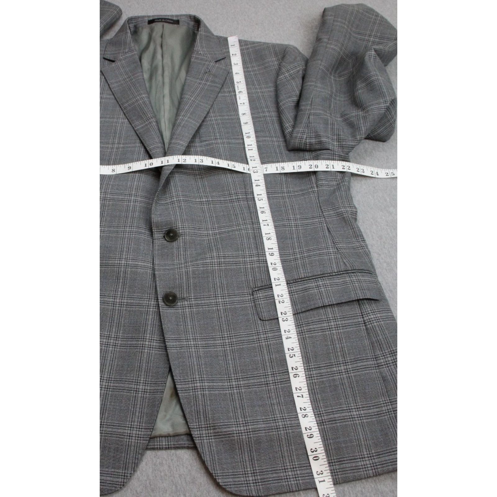 Calvin Klein Calvin Klein Blazer Mens 44R Plaid 2 Button Notch Lapel Wool Size 44R - 9 Thumbnail