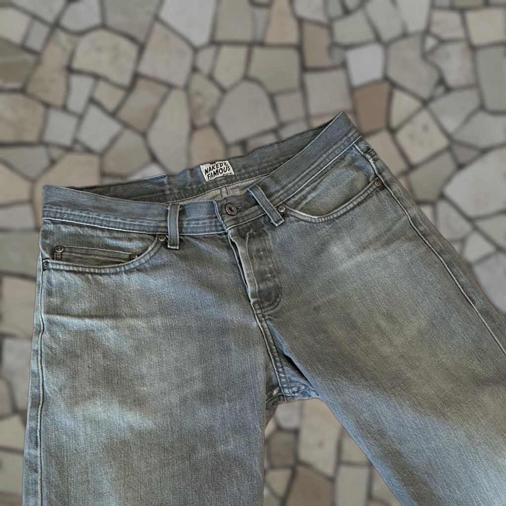 Vintage Naked & Famous Weird Guy Grey Selvedge Jeans Distressed Men's 31 Size US 31 - 1 Thumbnail