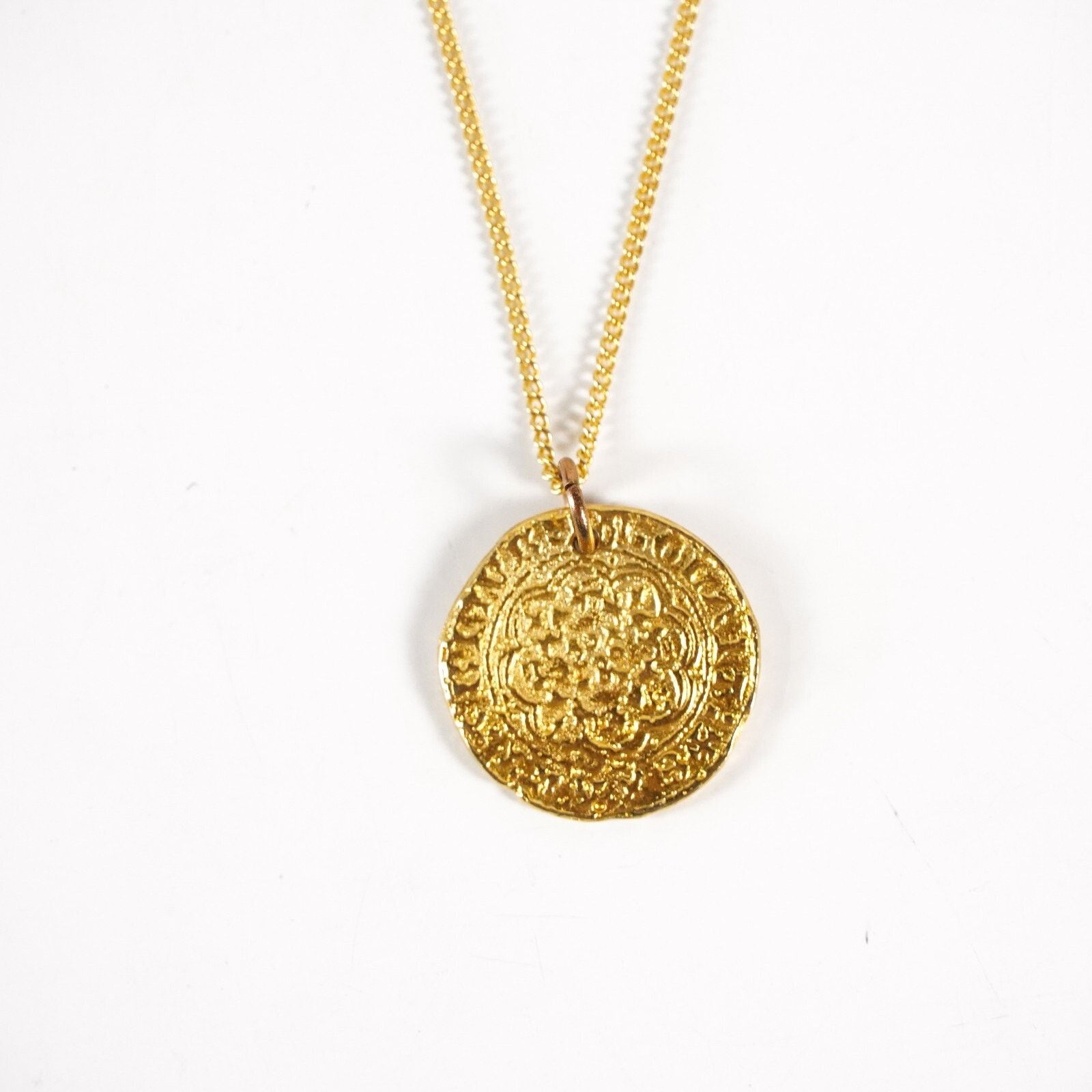 Other Replica Medieval Gold Coin Pendant Chain Necklace Token Size ONE SIZE - 1 Thumbnail