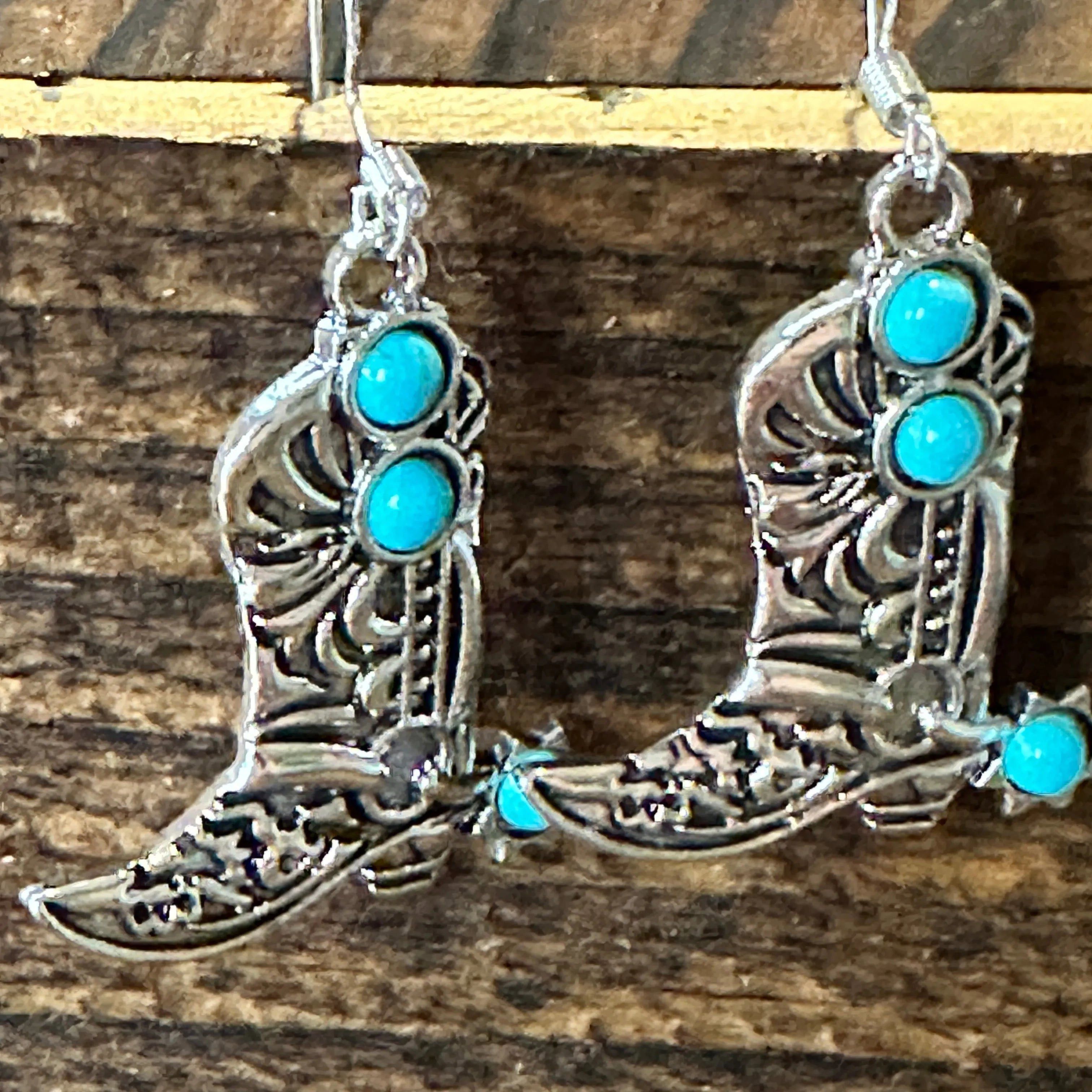 Other Boho Hippie Western CowgirlTurquoise Stone Boot Silver Drop Size ONE SIZE - 3 Thumbnail