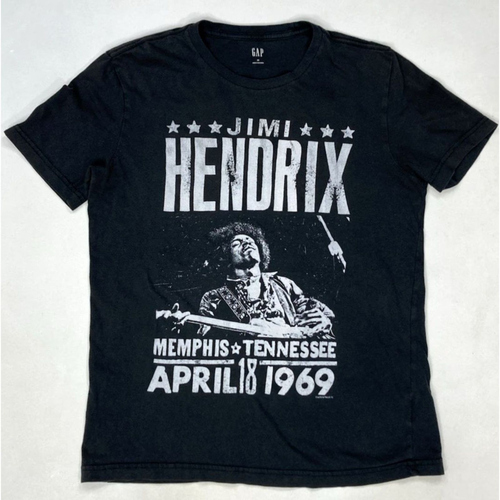 Gap VINTAGE Jimi Hendrix Memphis Tennessee April 1969 Graphic T-shirt Women XS Black Music Size XS / US 0-2 / IT 36-38 - 2 Thumbnail